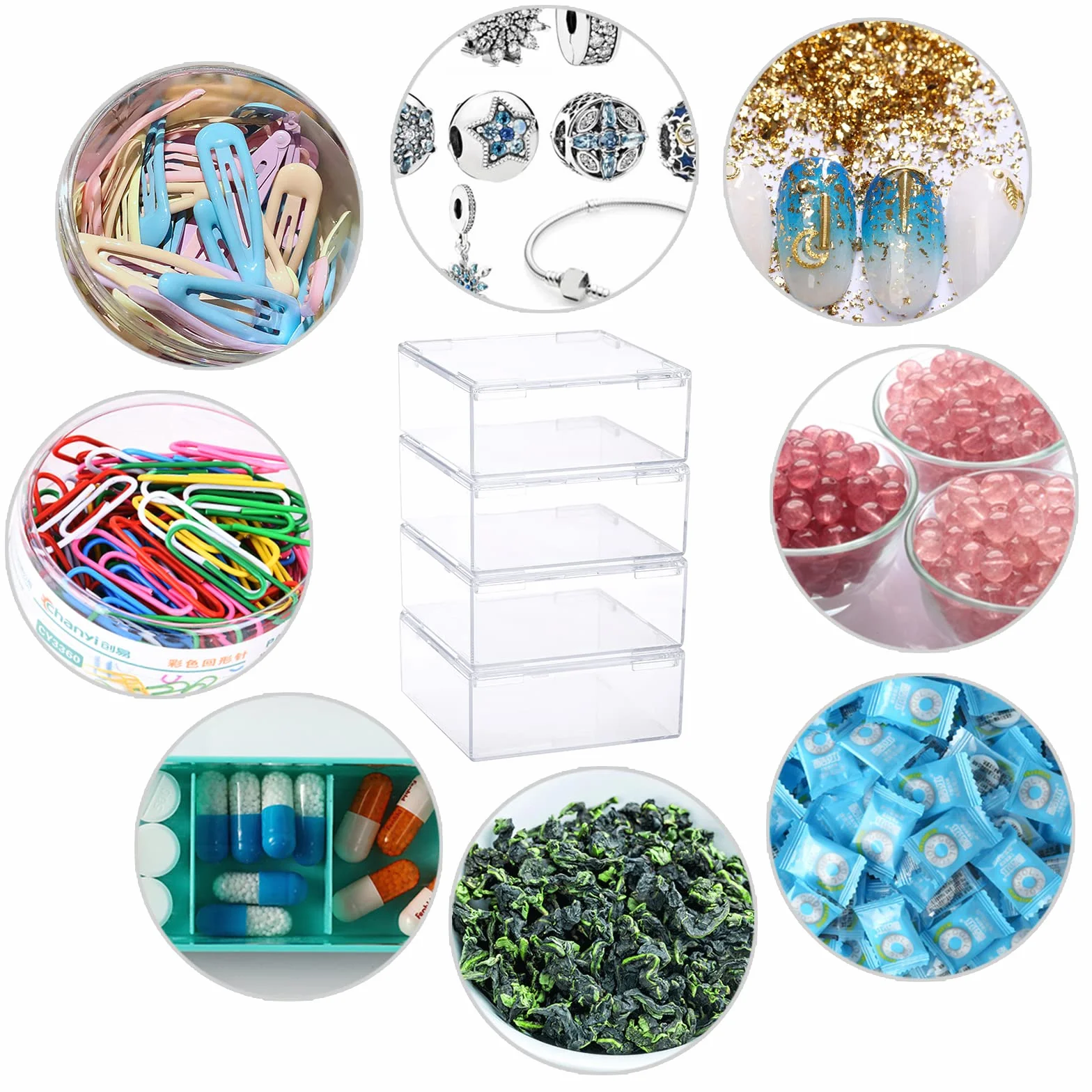 BTSKY Lot de 4 supports carrés transparents empilables pour palets de hockey sur glace