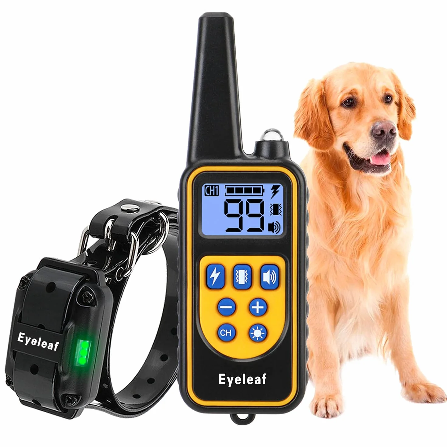 Collier de Dressage pour Chien avec Bip Vibration Choc, étanche Rechargeable, télécommande 800 mètres
