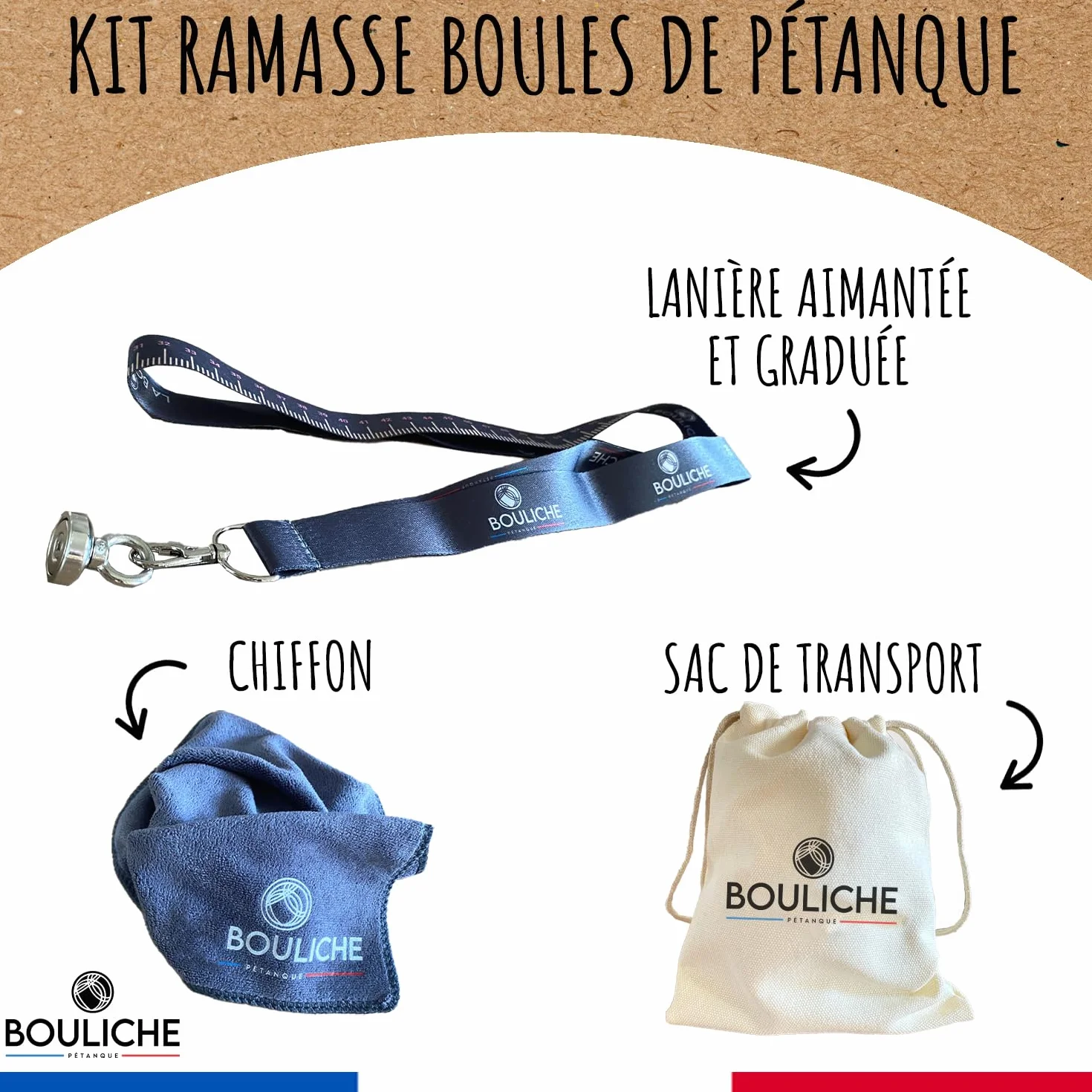 Kit Ramasse Boules de Pétanque Aimant Puissant Mètre Intégré Léger Portable Accessoire Cadeau OriginalCorner