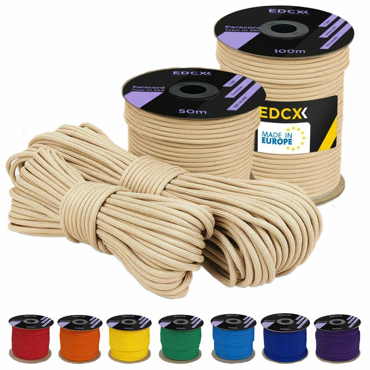 Corde de Parachute 550 Polyester 4 mm Type III résistante à la déchirure 7 Fils
