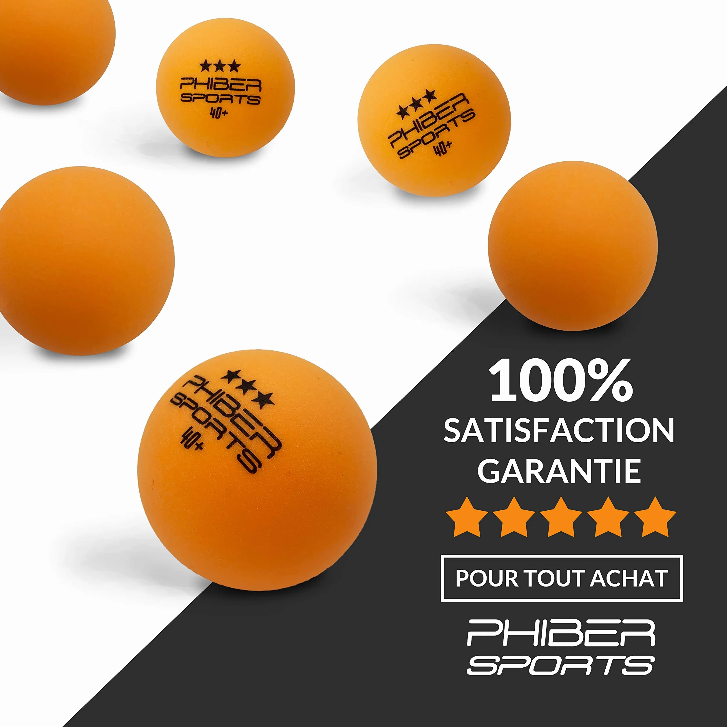 PHIBER-SPORTS Balles de ping-Pong 3 étoiles 24 pièces Orange