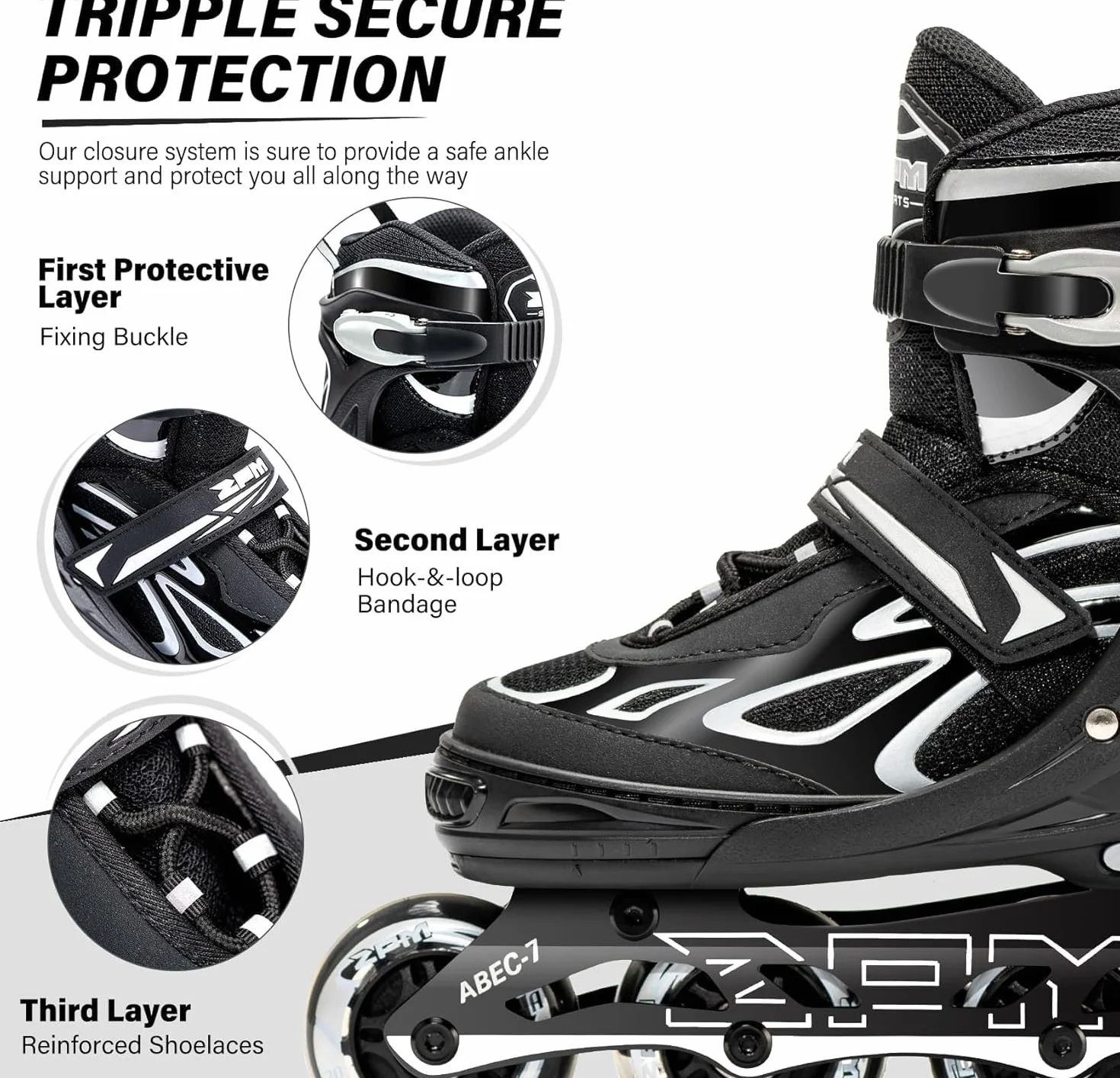 2pm Sports Brice Roller Enfant Fille Taille réglable Rollers en Ligne