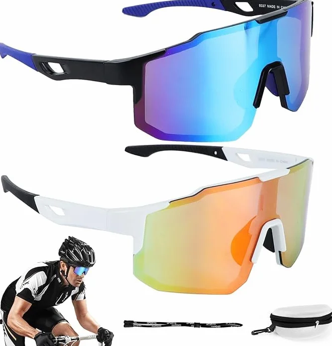 Lunette de Vitesse UV400 Homme Femme Cyclisme Course Pêche Bleu Orange