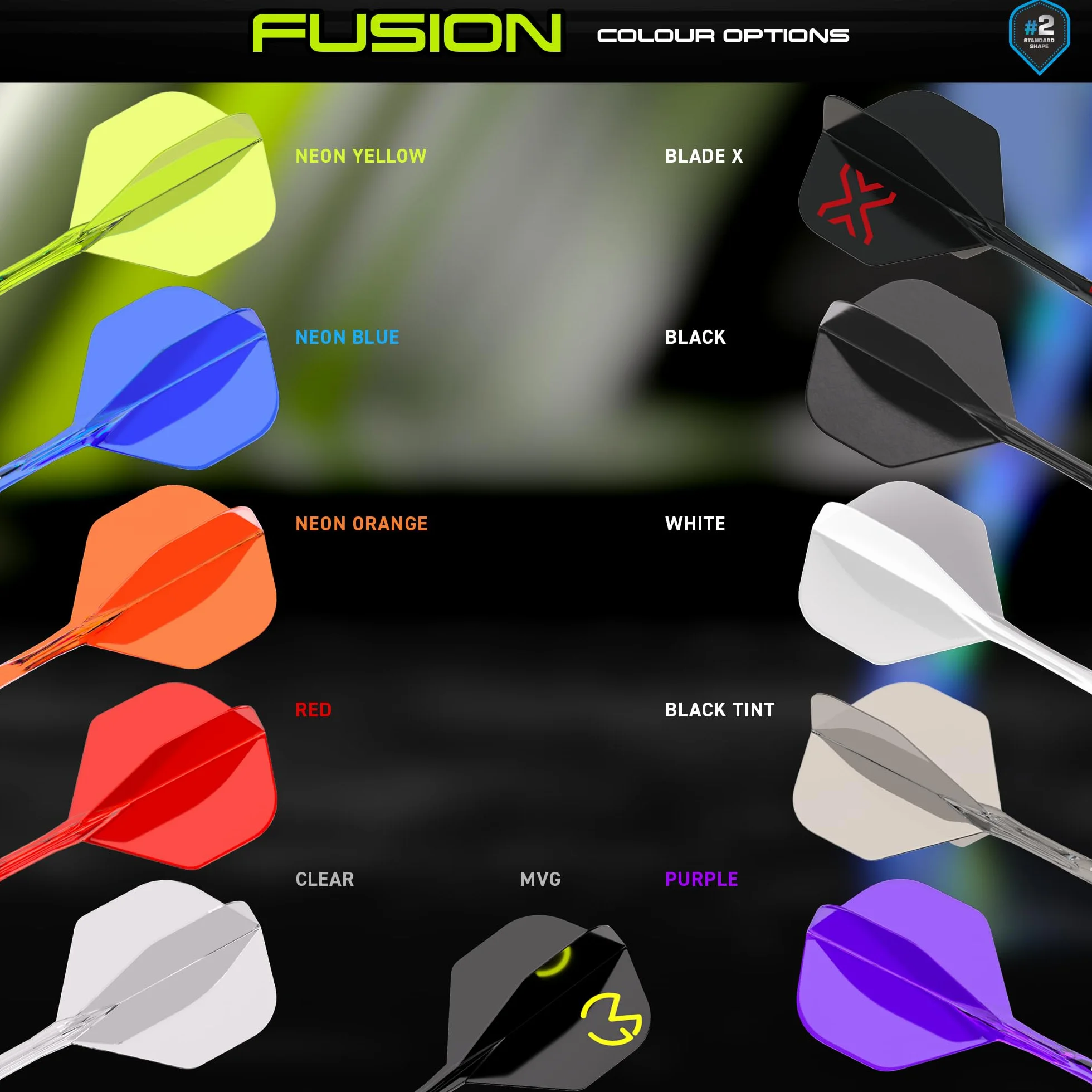 WINMAU Darts Fusion Système intégré de vol et d'arbre No.2 Forme et Design