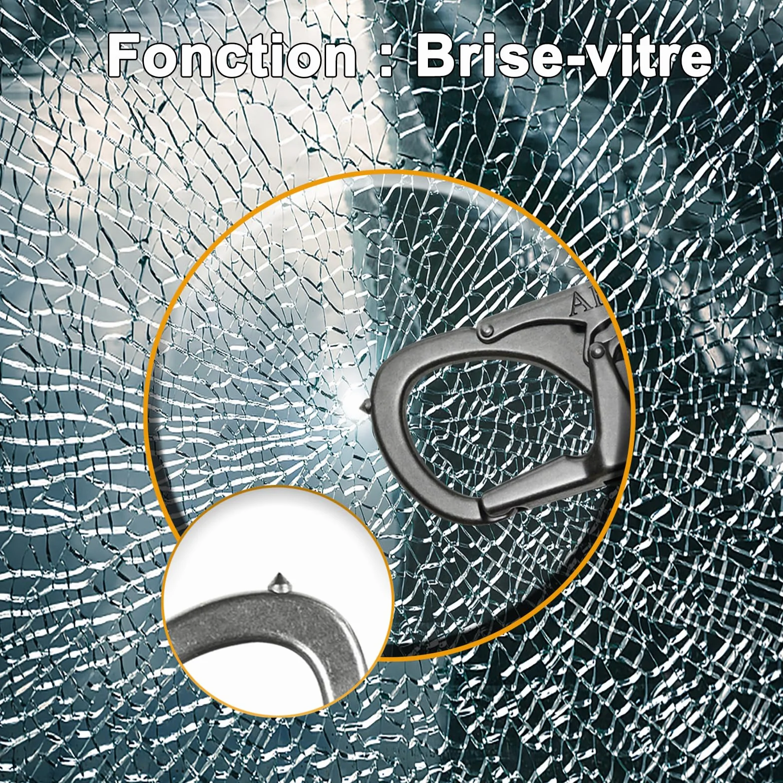 Ahiller Mousqueton Porte-Clés 7,6cm Double Verrouillage Alliage Robuste Pointe Acier Tungstène Camping Randonnée Survie
