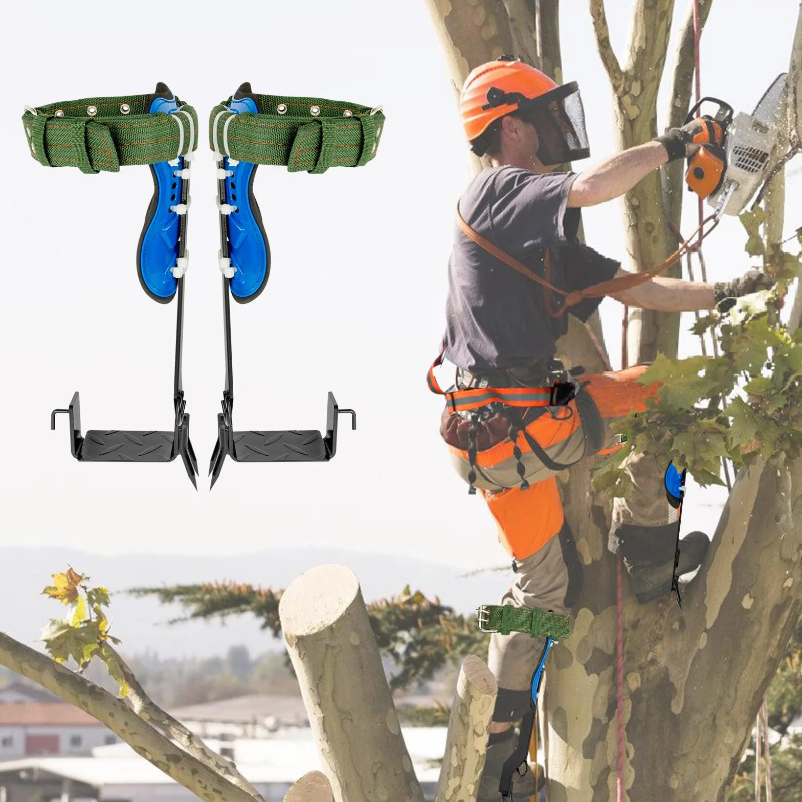 Kit d'équipement d'escalade pour arbres, crampons forestiers, pointes avec bande de sécurité
