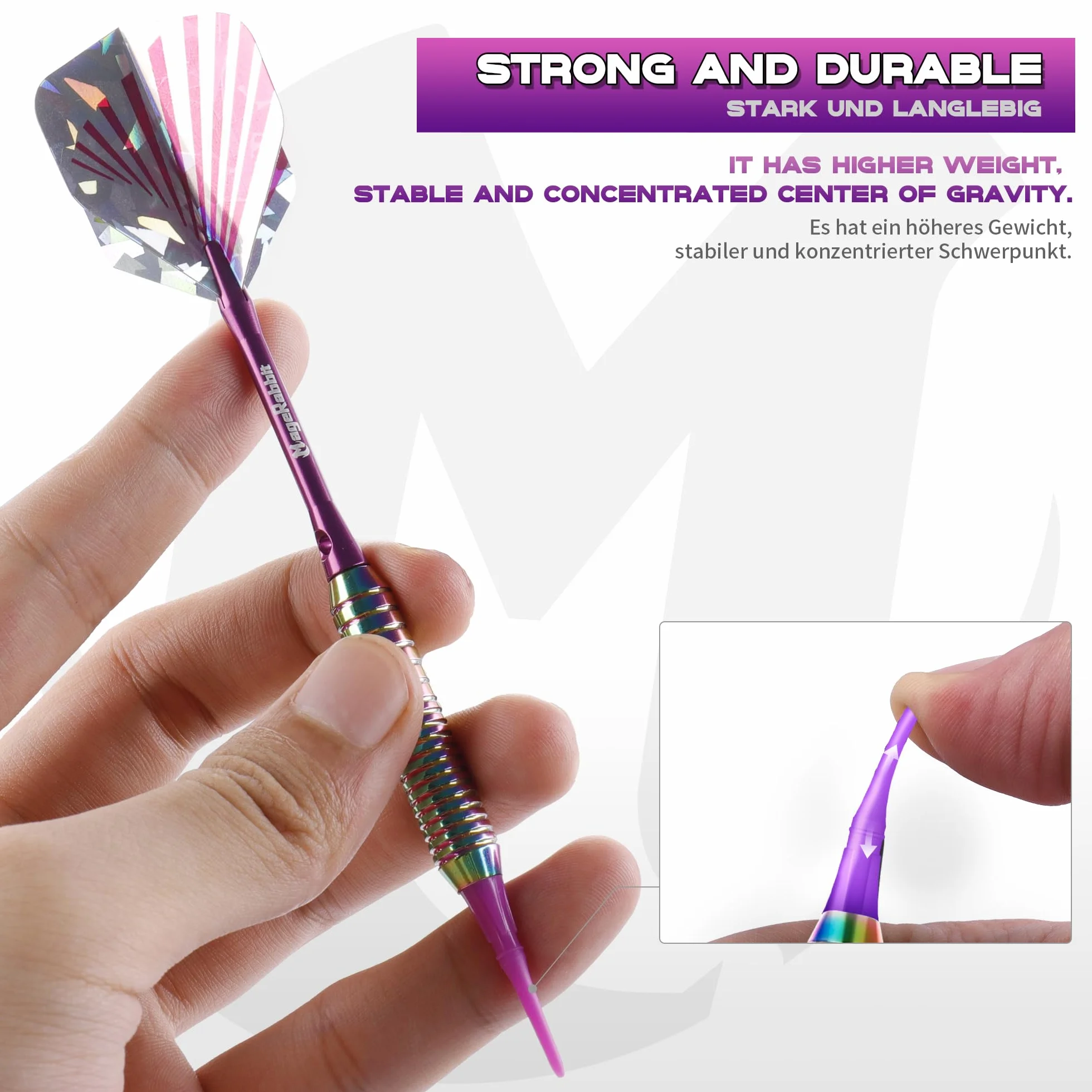 Fléchettes professionnelles souples 18 g avec pointes en plastique pour cible électronique