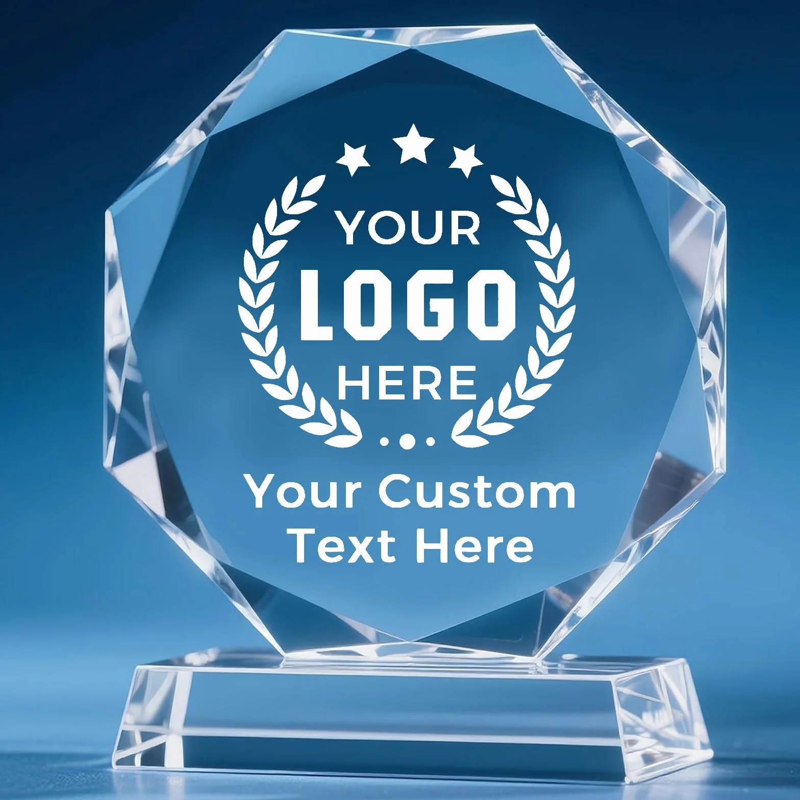 Trophée en Cristal Personnalisé avec Logo Photo Texte, Verre Personnalisable, Plaques Événements Entreprise
