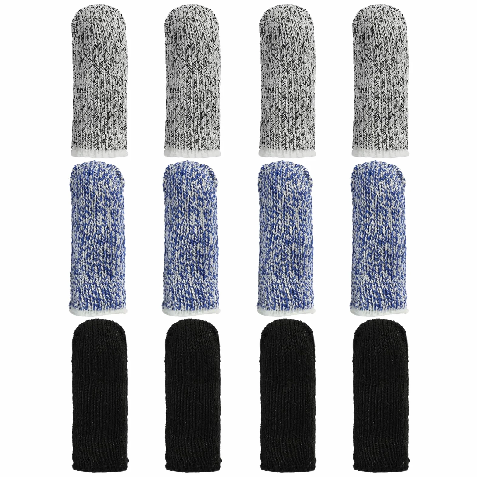 Doigtiers Réutilisables en Silicone, Protection Résistante aux Coupures pour Cuisine, Jardinage, Sculpture - Bleu, Noir, Gris