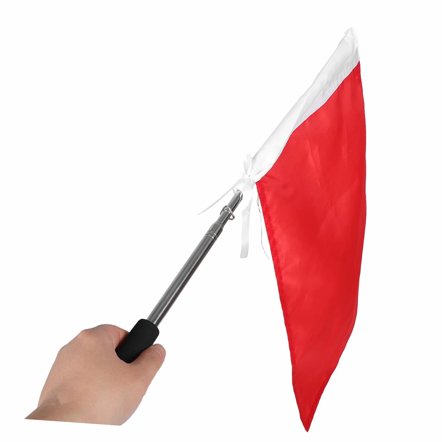 GARVALON Drapeau à Main Rouge Léger Polyester Télescopique Guide Touristique