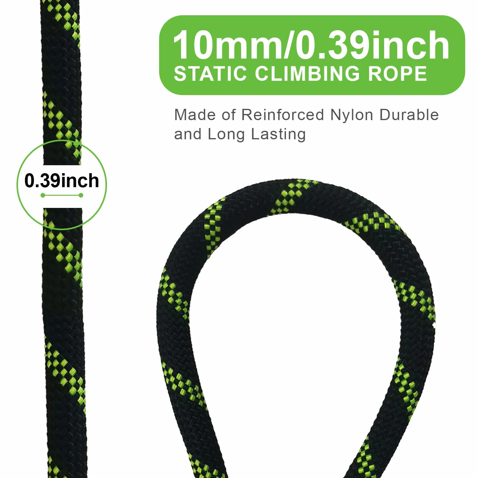 Corde Statique 10mm 10m Sauvetage Hauteur Alpinisme Camping Grande Capacité Charge