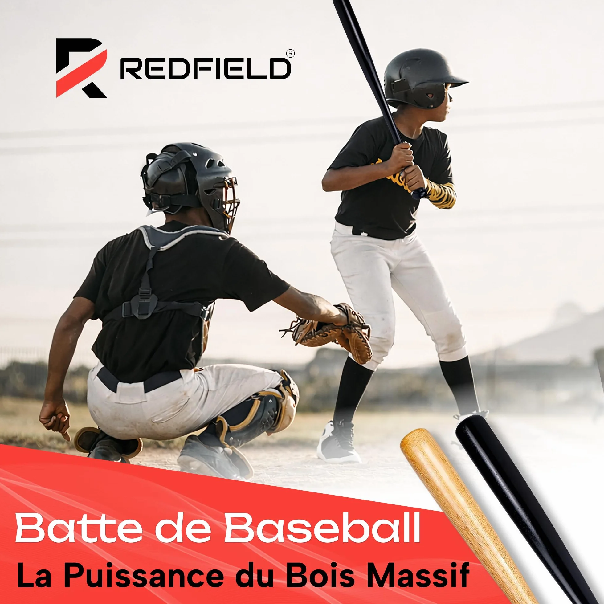 Batte de Baseball Bois Massif écologique 30 Pouces 76cm Noir Bois Naturel