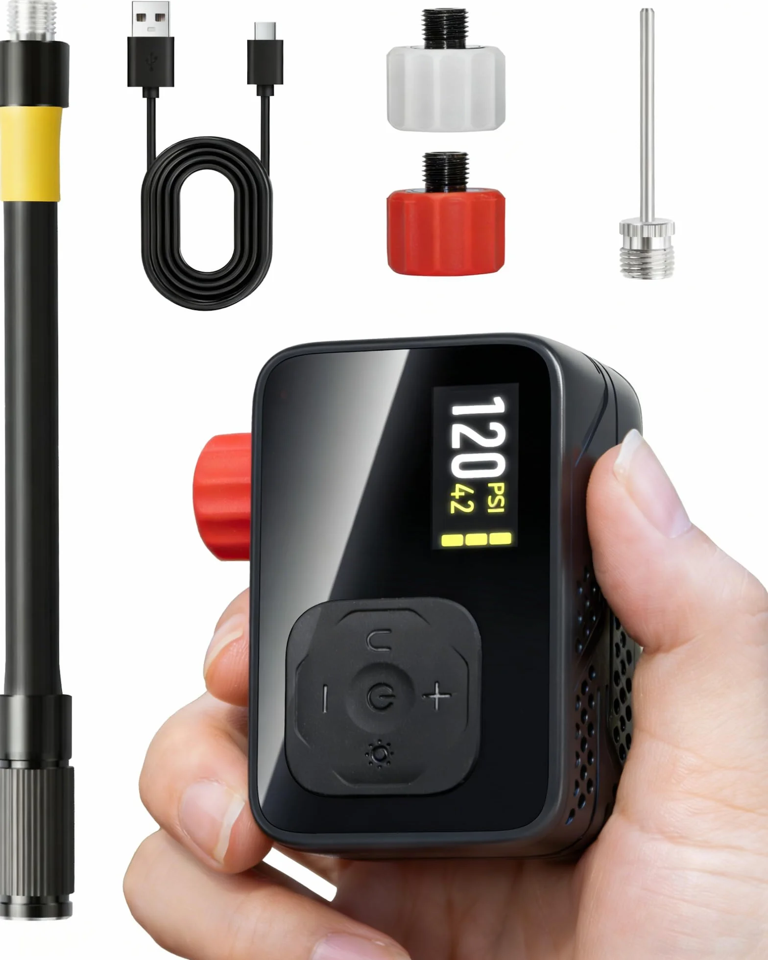 Pompe À Vélo Électrique Auto-Off Lumière LED pour Vélos Électriques VTT Ville Course Valves Presta Schrader