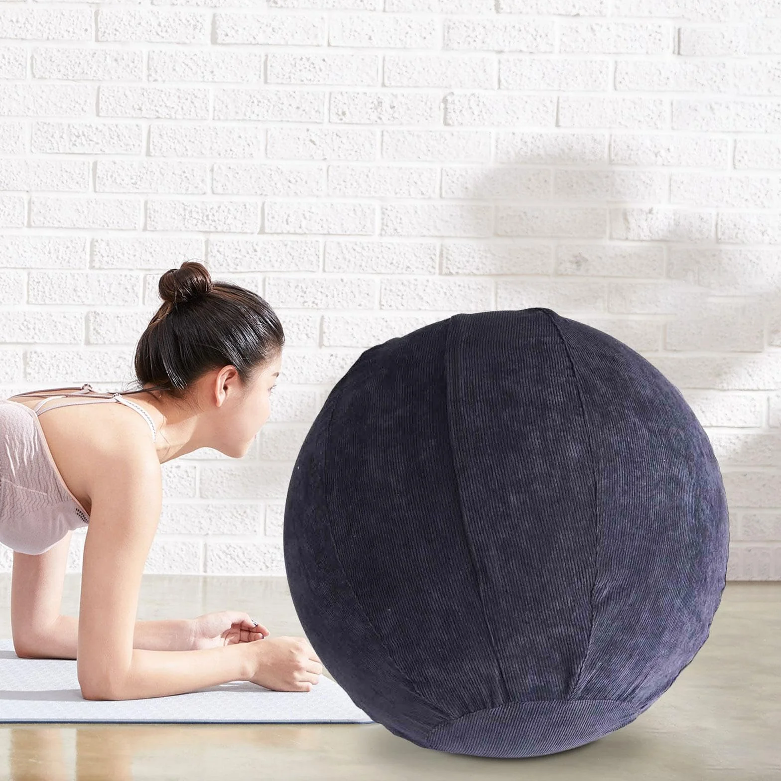 F Fityle Housse de Balle de Yoga Pilates 65cm Gris foncé avec Poignées de Transport