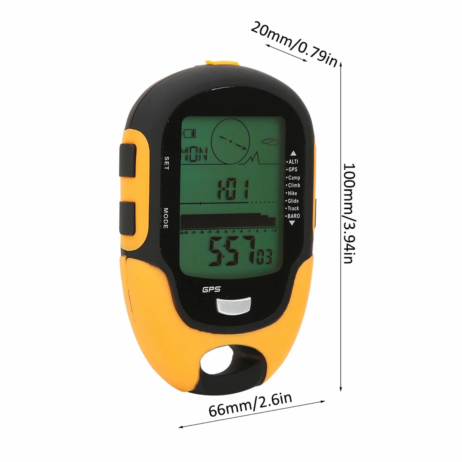 Dilwe Altimètre Numérique FR510 ABS IPX4 LCD Boussole GPS Thermomètre Baromètre Testeur de Pression