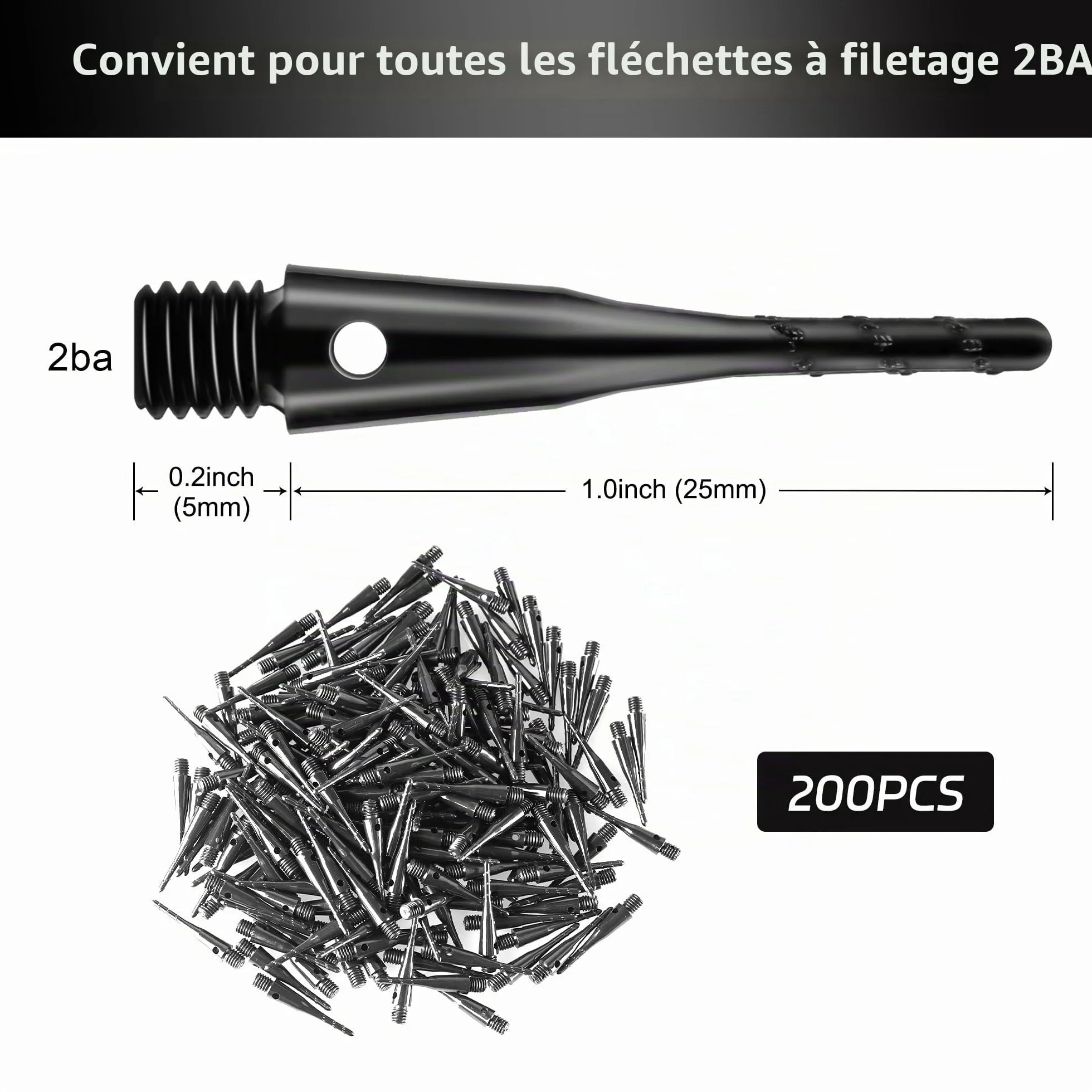 CyeeLife Fléchettes à pointe souple 2BA 200 pièces, pointes en plastique, accessoire