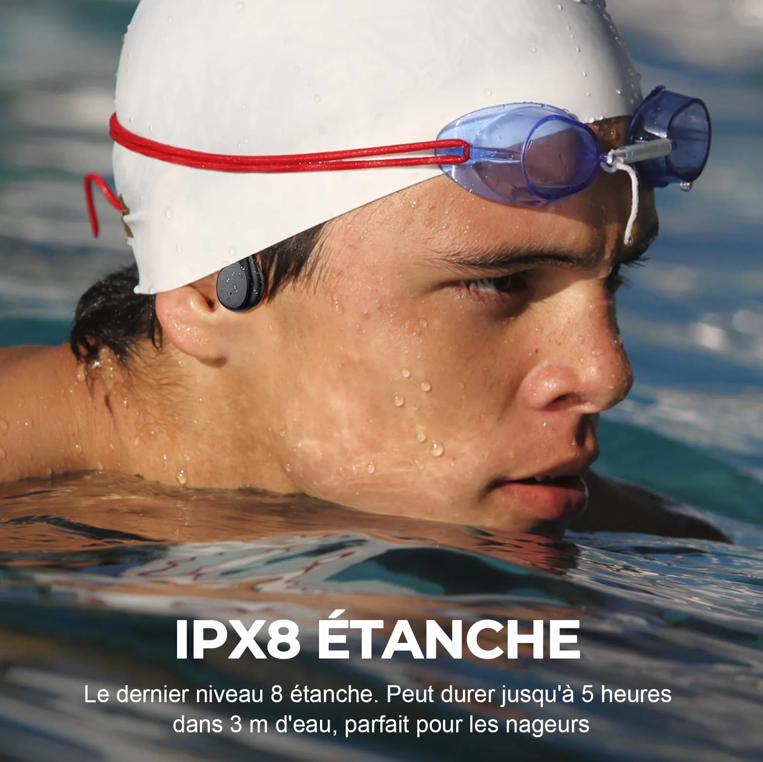 Casque Conduction Osseuse Bluetooth 5.4, Mémoire 32 Go Intégrée, Lecteur MP3 Étanche IPX8, 10 Heures de Jeu, Écouteur Natation sans Fil
