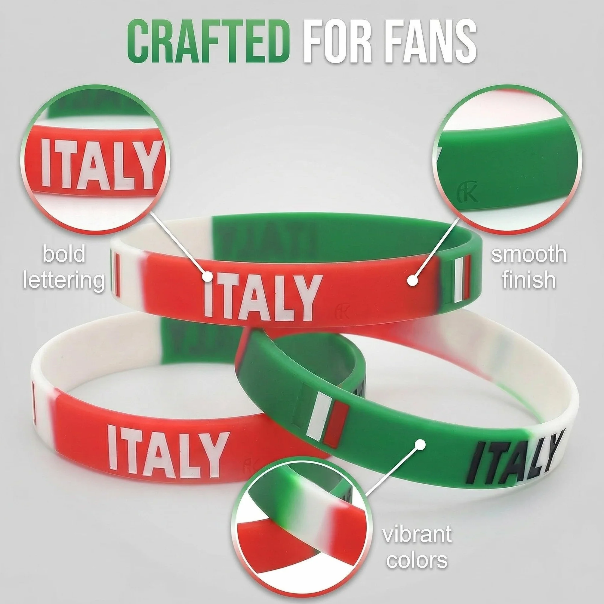 Bracelets Italie Silicone Bleu Lot de 3 Accessoire Supporter Football Élastique 20cm
