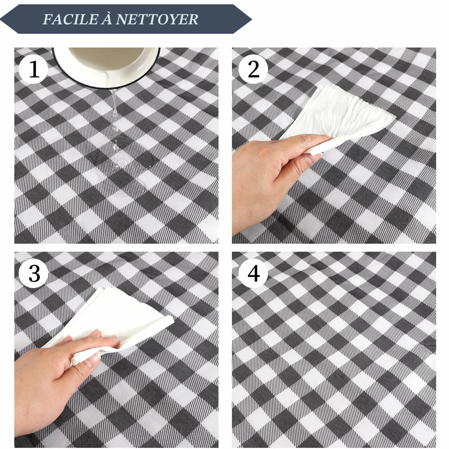Grande couverture de pique-nique imperméable 200x300 cm pliable avec poignée lavable en machine (grille bleue)