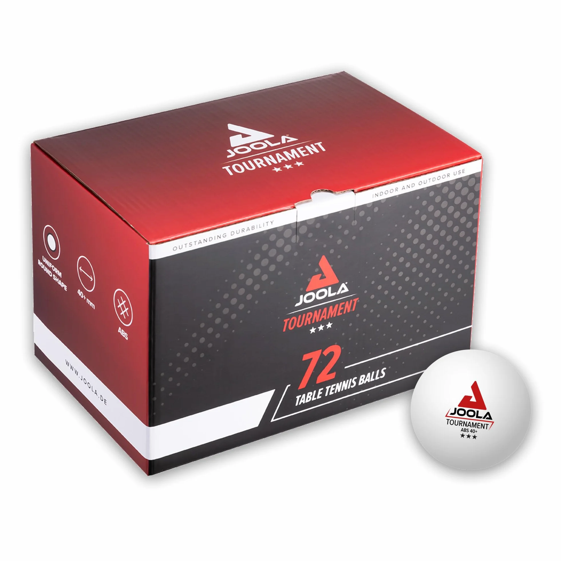 JOOLA Balles de tennis de table Tournament 40+ mm 3 étoiles Premium Paquet de 72 Blanc