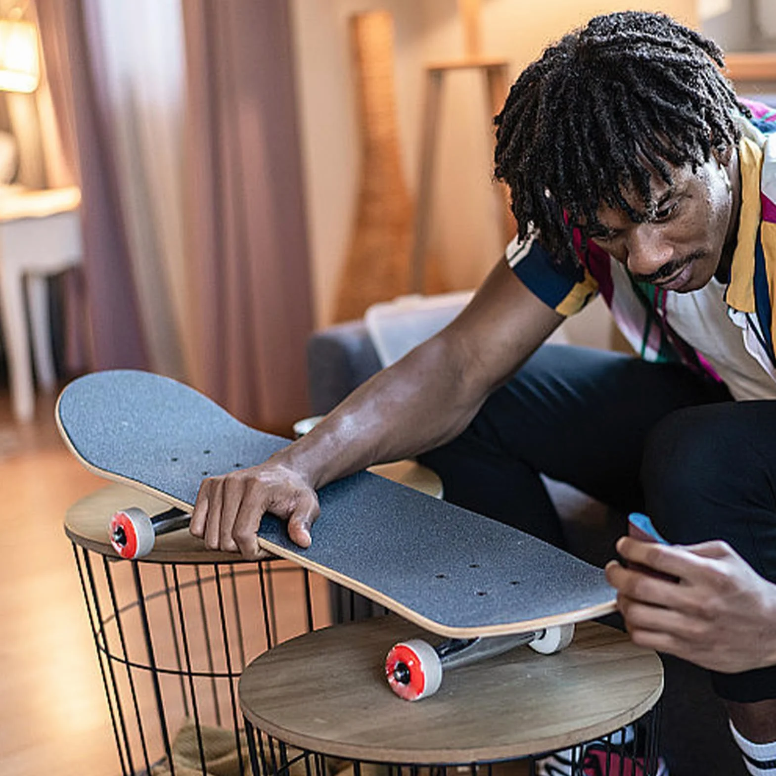 Bande antidérapante pour skateboard 81x21cm Imperméable Noir