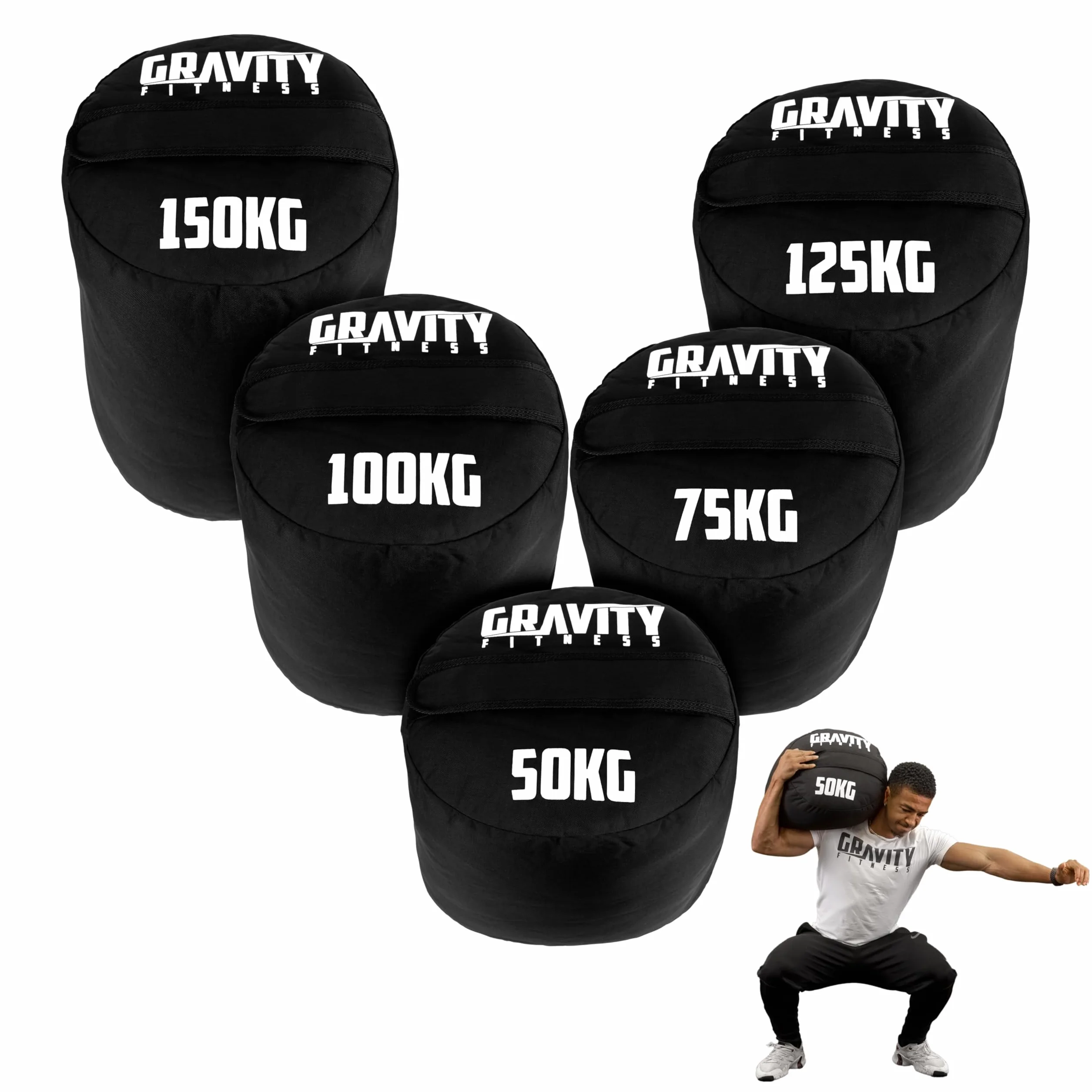 Gravity Fitness Strongman Sac de Sable Robuste 50-150 kg