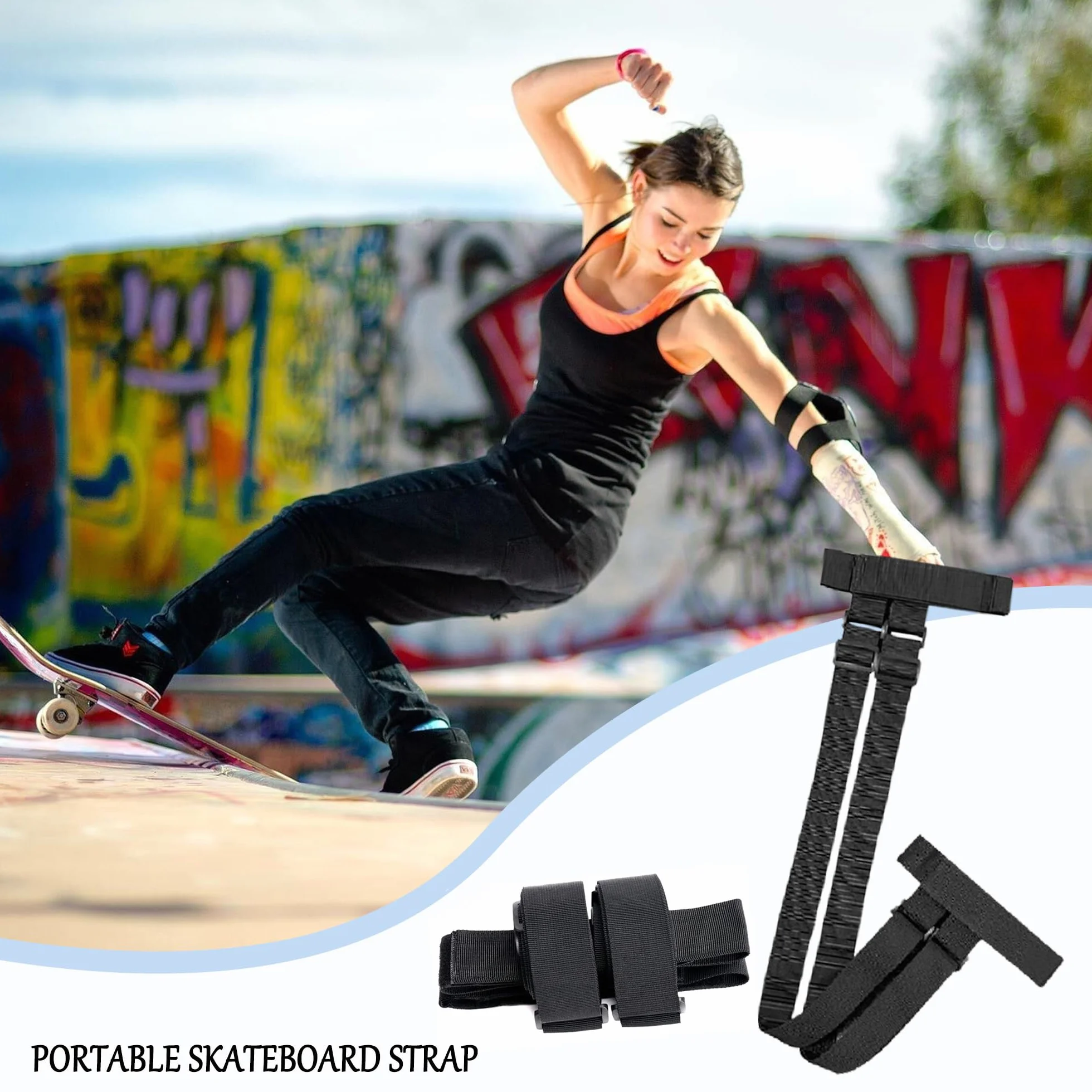 Sac à Dos pour Skateboard Réglable Étanche 79-138 cm Longboard Porte-épaule Universel