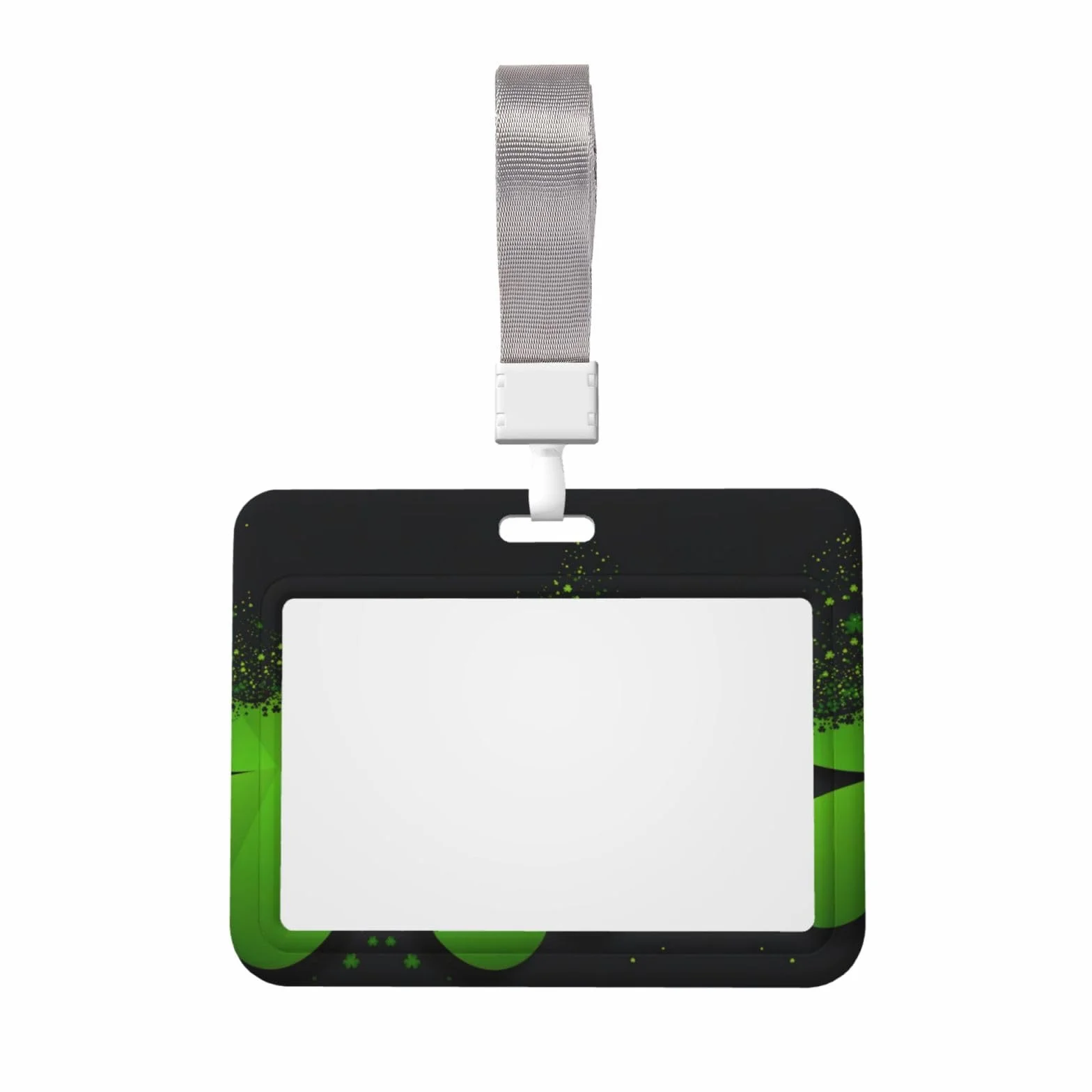 Porte-badge en plastique ABS transparent étanche refermable forme trèfle fond noir