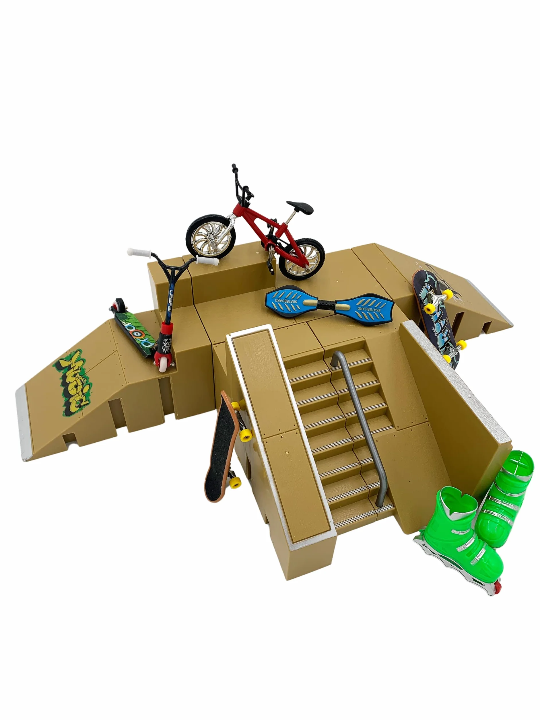 STASHABLES Ensemble de rampes pour skateboard miniature 16 pièces – Kit de skatepark à doigt