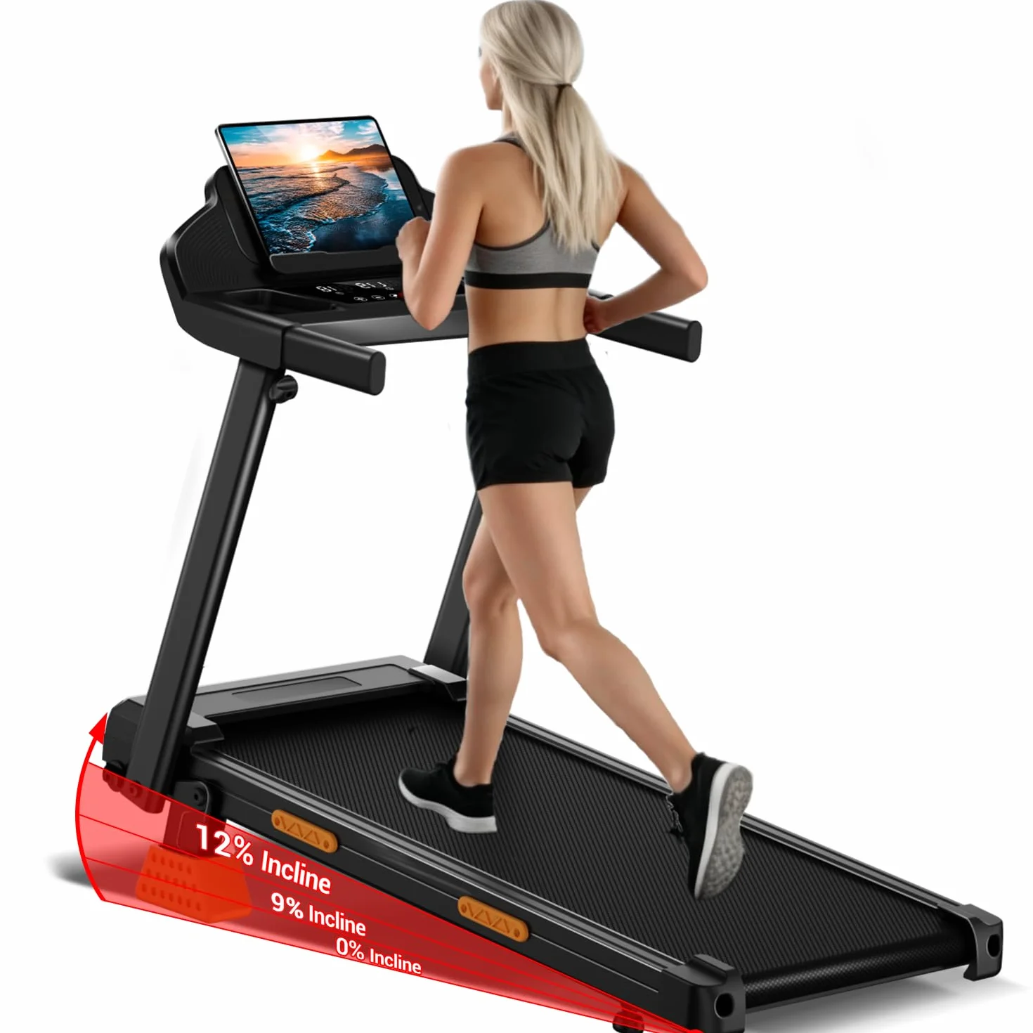 Tapis de Course Pliable UMAY 3.0HP 2200W avec Moniteur de Fréquence Cardiaque