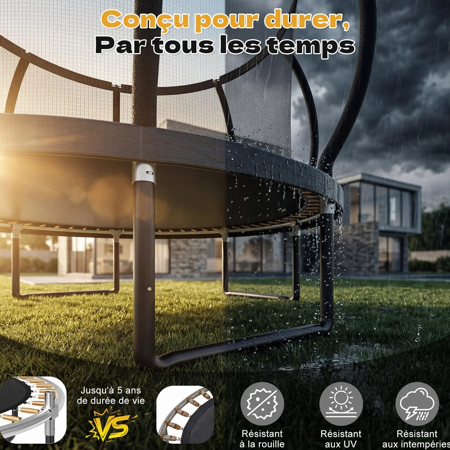 JUMMICO Trampoline d'extérieur Ø 366 cm avec Filet de sécurité certifié GS pour Enfants, capacité 150kg