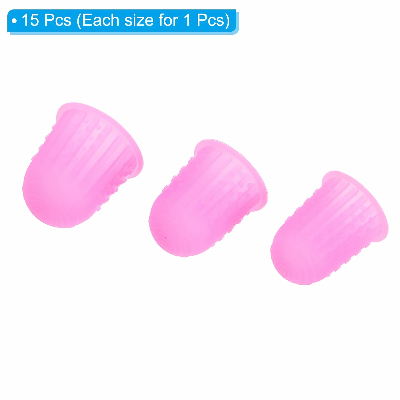 PATIKIL Silicone Finger Protectors, 15 Pcs Thumb Cushions, 3 Sizes, Pink