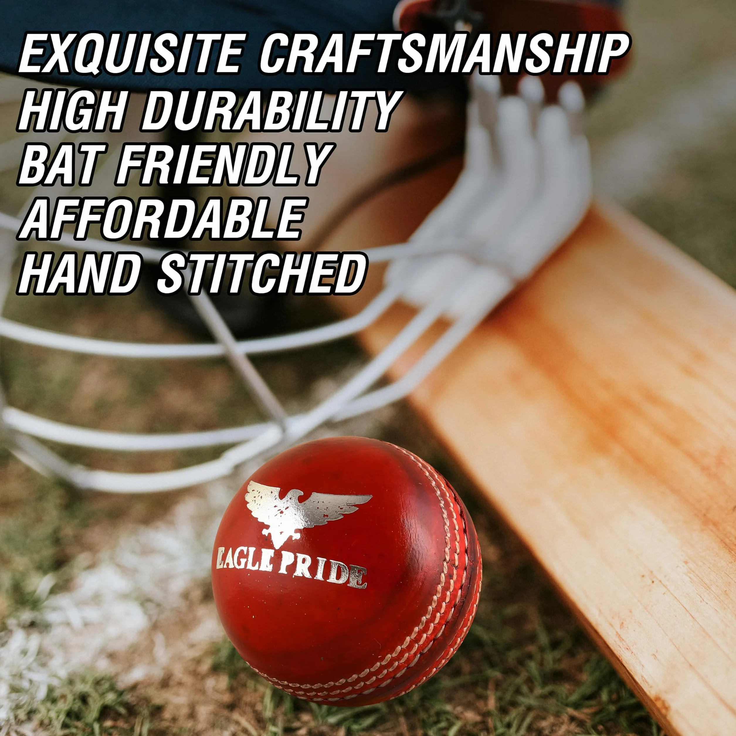Balles de cricket rigides en cuir pour club, entraînement, matchs de test, jeux T20 cousus à la main, cuir tanné poli, balles de cricket County Cricket Crown Match Rouge, blanc (156 g)