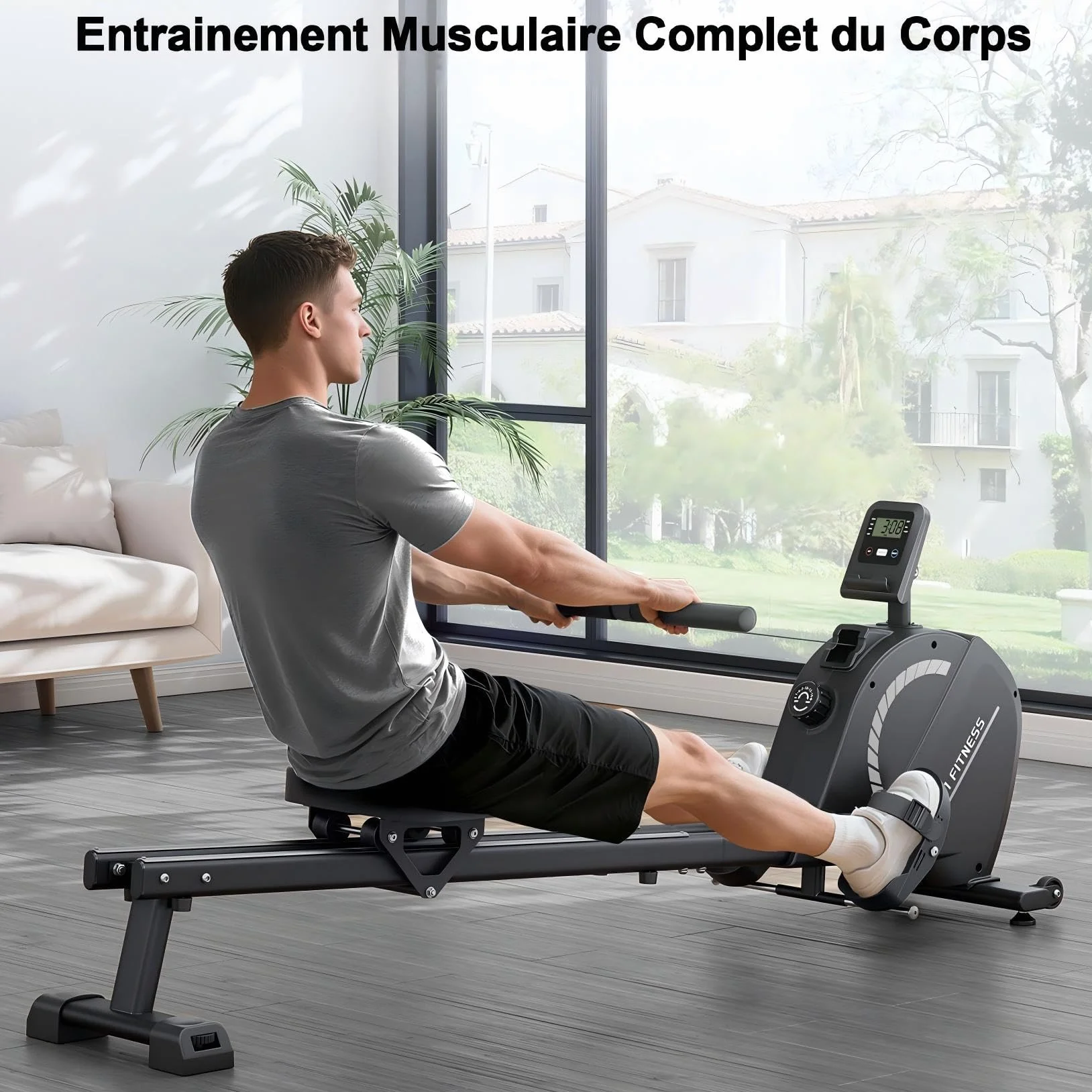 Rameur Pliable Magnétique 16 Niveaux Résistance Silencieux avec APP Support Tablette