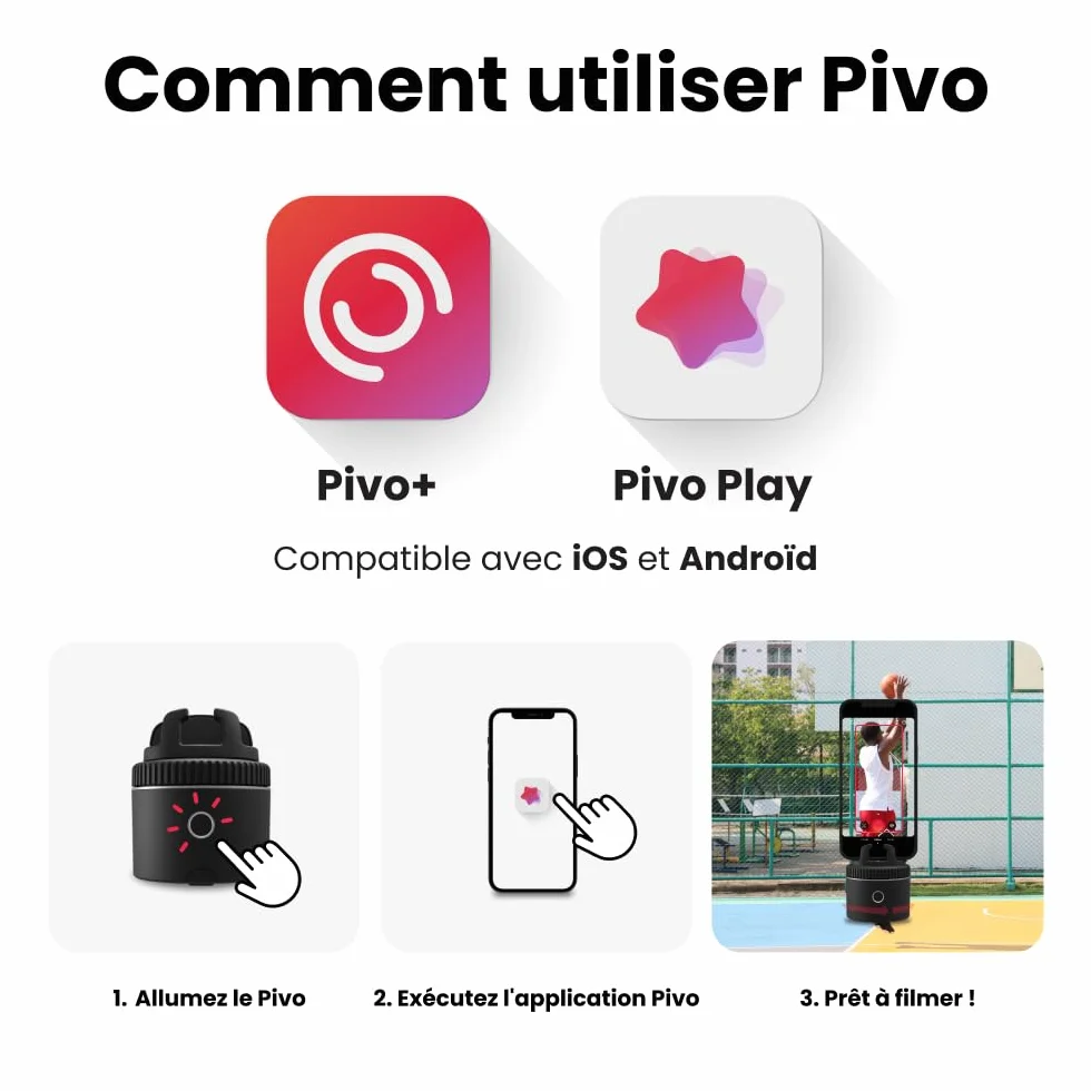 Pivo Équestre Pod Support de Téléphone Intelligent, Suivi Automatique des Chevaux, 6 Vitesses, Rotation 360°, Télécommande (Noir)