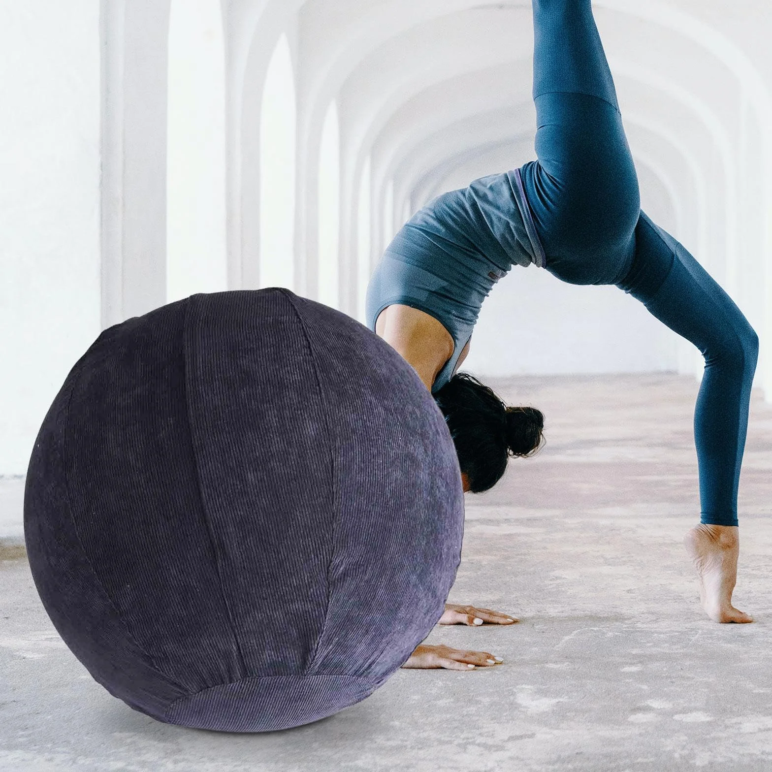F Fityle Housse de Balle de Yoga Pilates 65cm Gris foncé avec Poignées de Transport