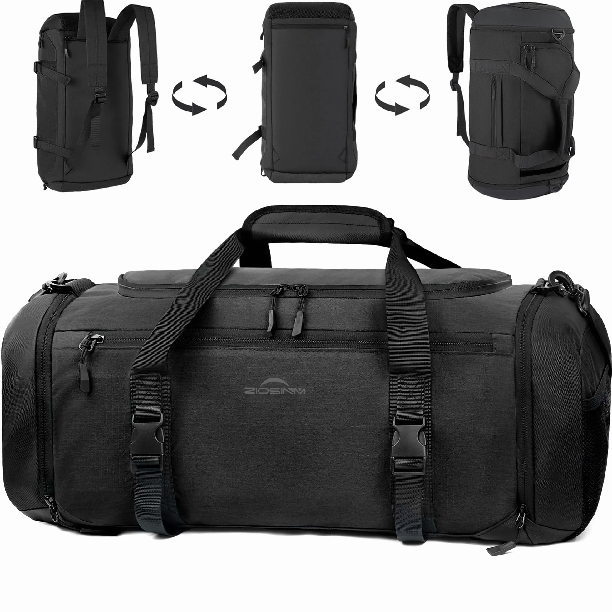 Sac de Sport Homme Femme 36L avec Compartiment Chaussures, Sac de Voyage Camping (Noir)