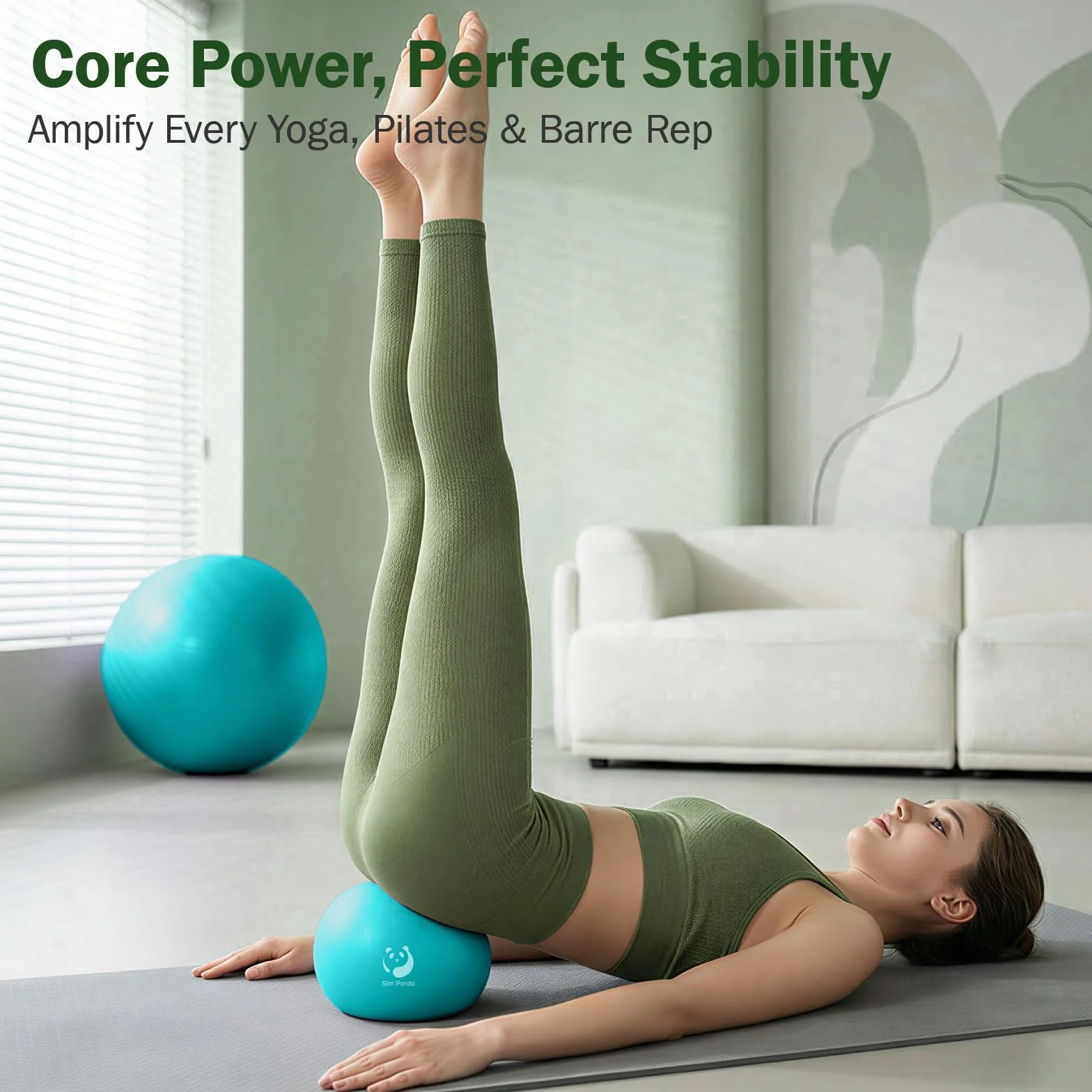 Slim Panda Ballon Pilates Petite 23 cm Anti-Slip Ballon de Gymnastique avec Paille de Gonflage