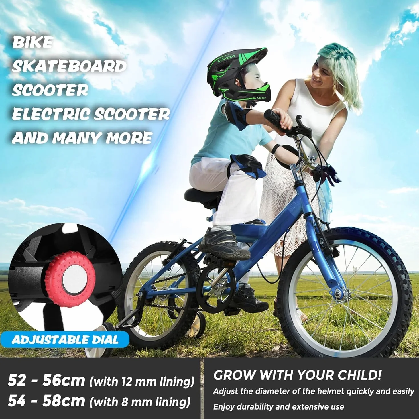 Lixada Casque Enfant Velo Trotinette 52-58cm Protection Robuste Ajustement Parfait Design Respirant