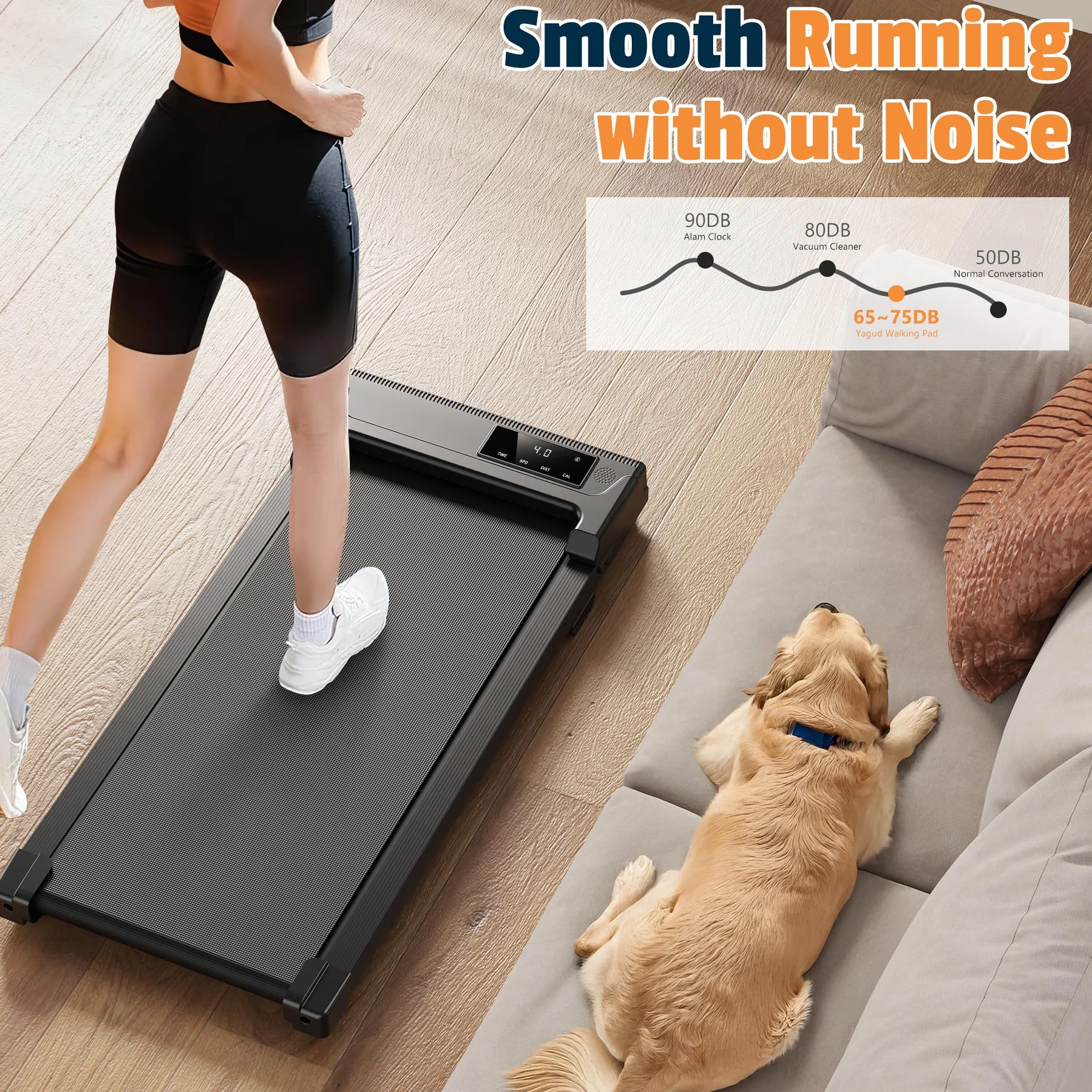Tapis de Course Électrique 3 en 1 Walking Pad Compact avec LED et Télécommande, Tapis Roulant Silencieux pour Maison