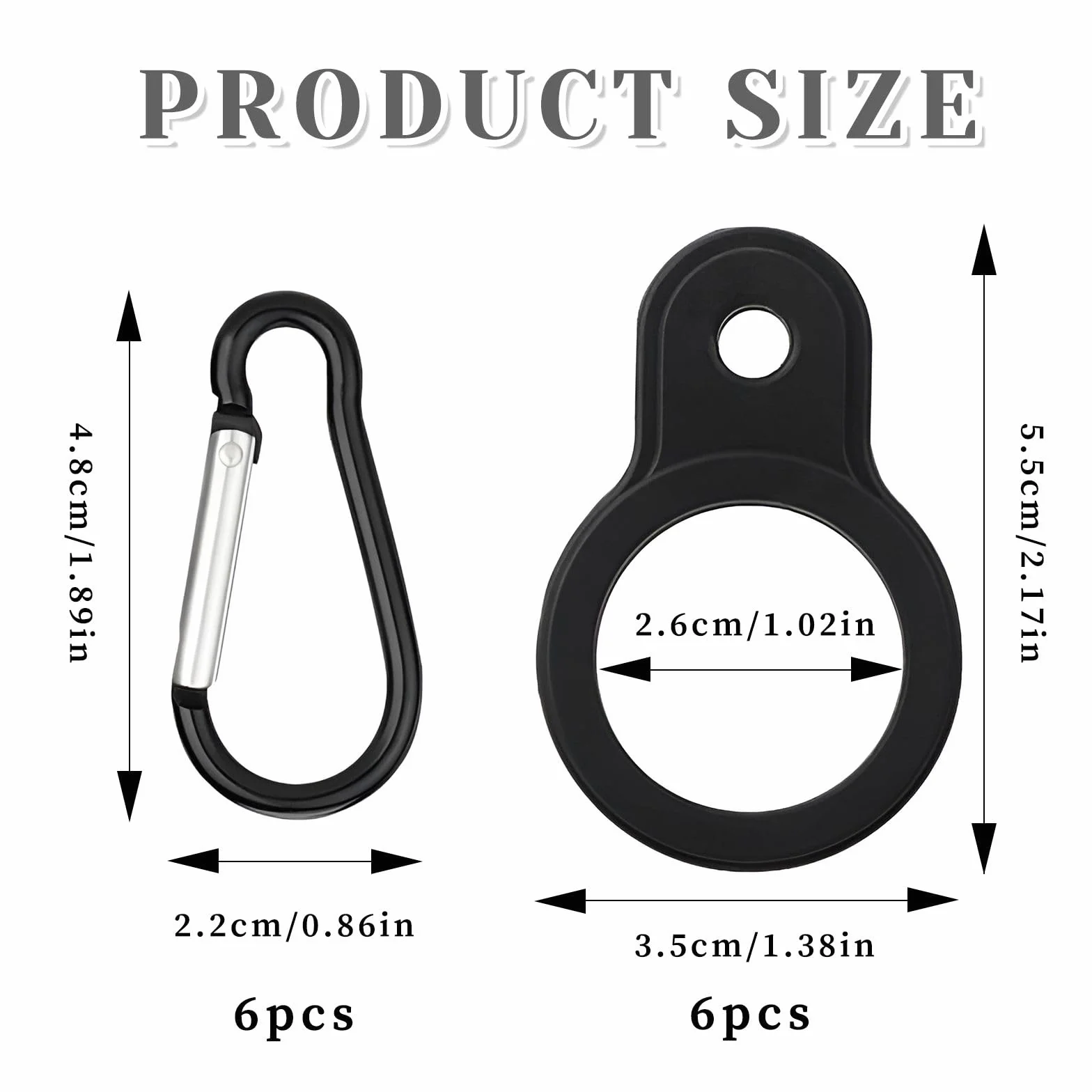 Porte Bouteille en Silicone Noir avec Mousqueton pour Randonnée Camping Voyage