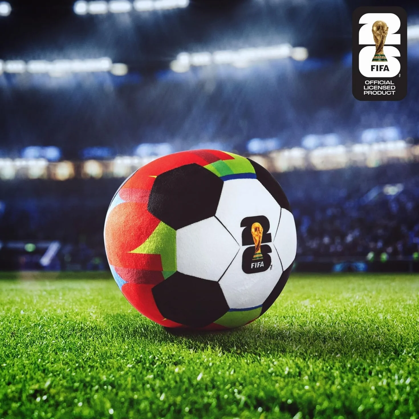 Jazwares Ballon de football FIFA en peluche rouge 22,9 cm Peluche douce Coupe du Monde Motif officiel FIFA