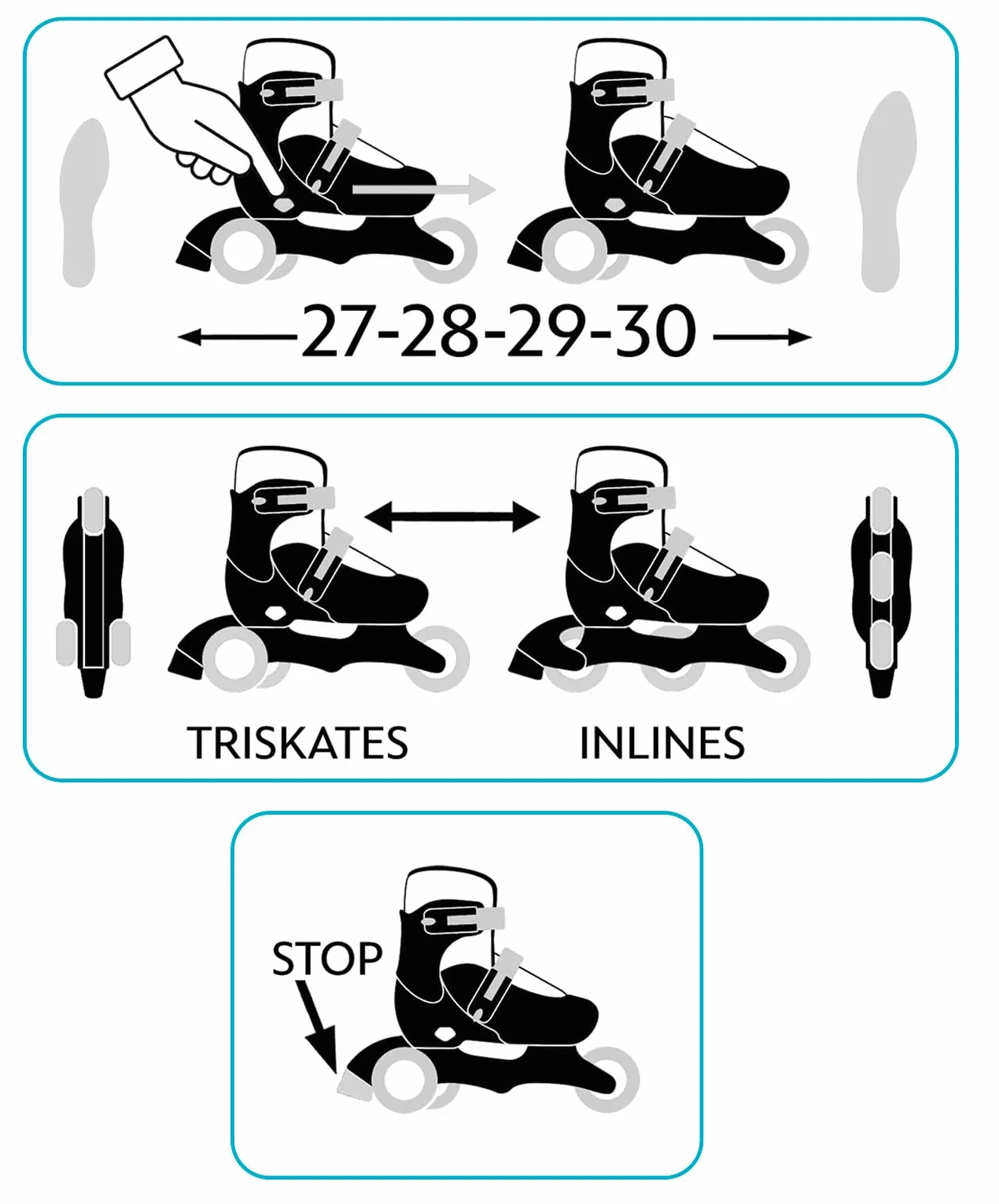 TRISKATES Stitch Rollers 27-30 Blue White