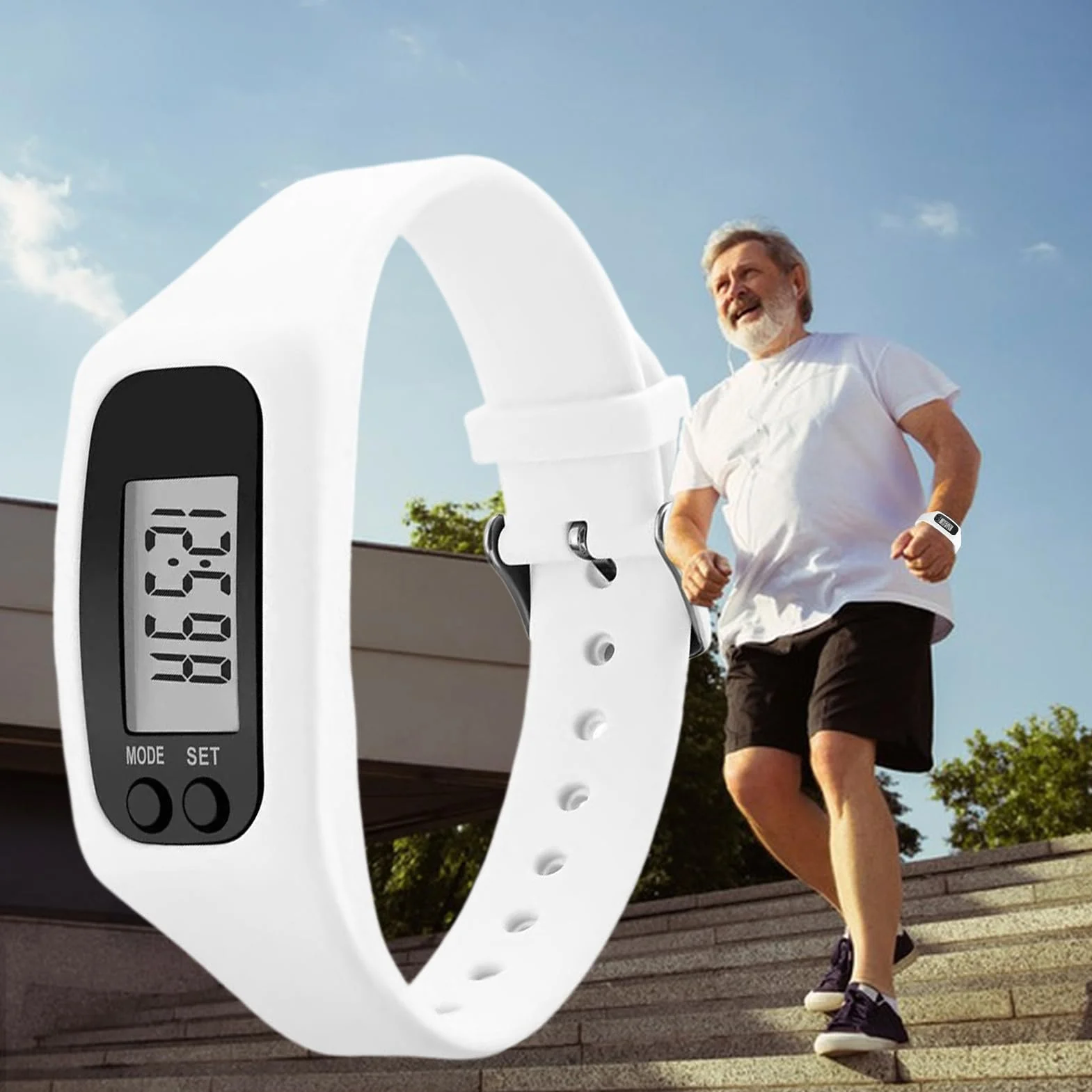 Montre Podomètre Grand Écran Compteur de Pas et Calories Sans Téléphone Ni Application pour Hommes Femmes Seniors