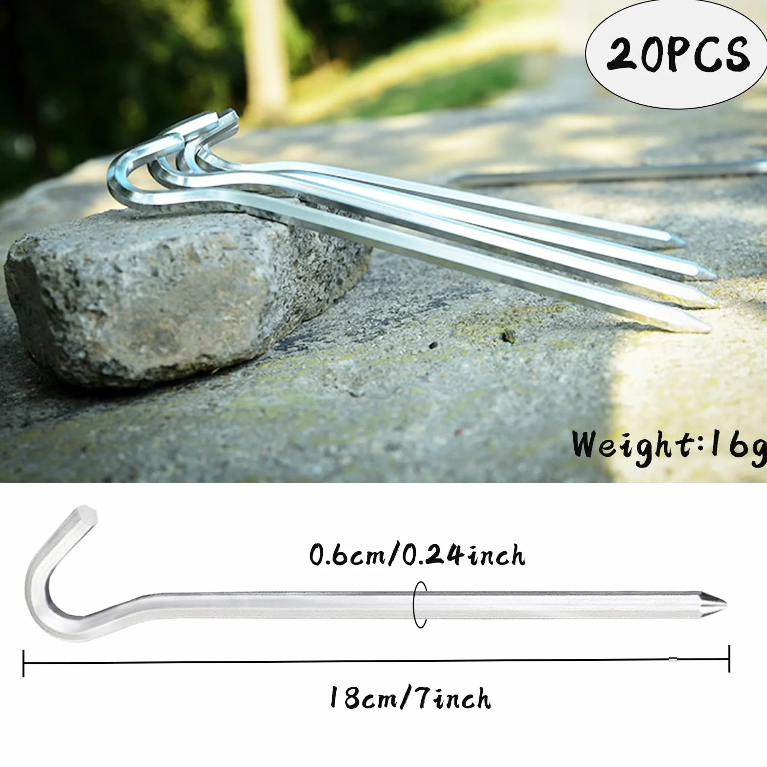 Sardines Camping en Aluminium 18 cm - Piquets de Tente pour Camping Plein Air