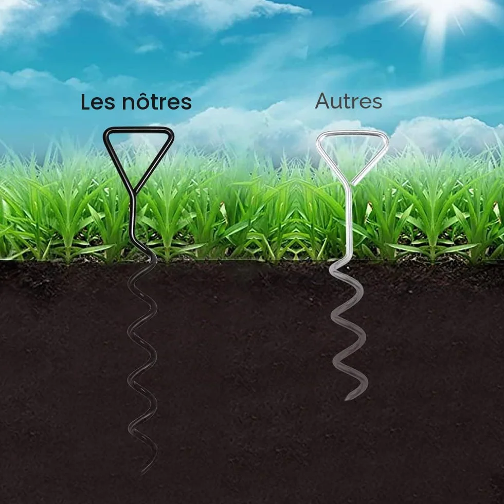 Piquets d'ancrage pour Trampoline Kit d'ancrage Au Sol Acier Galvanisé Inoxydables 4 Sangles Solides Noire