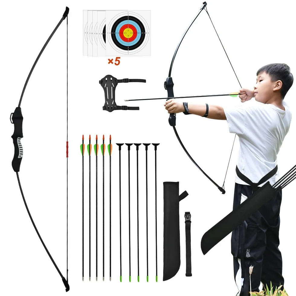 Arc et flèche pour Adolescents Ensemble de tir à l'arc 15lbs/13lbs Entraînement Cour Extérieur