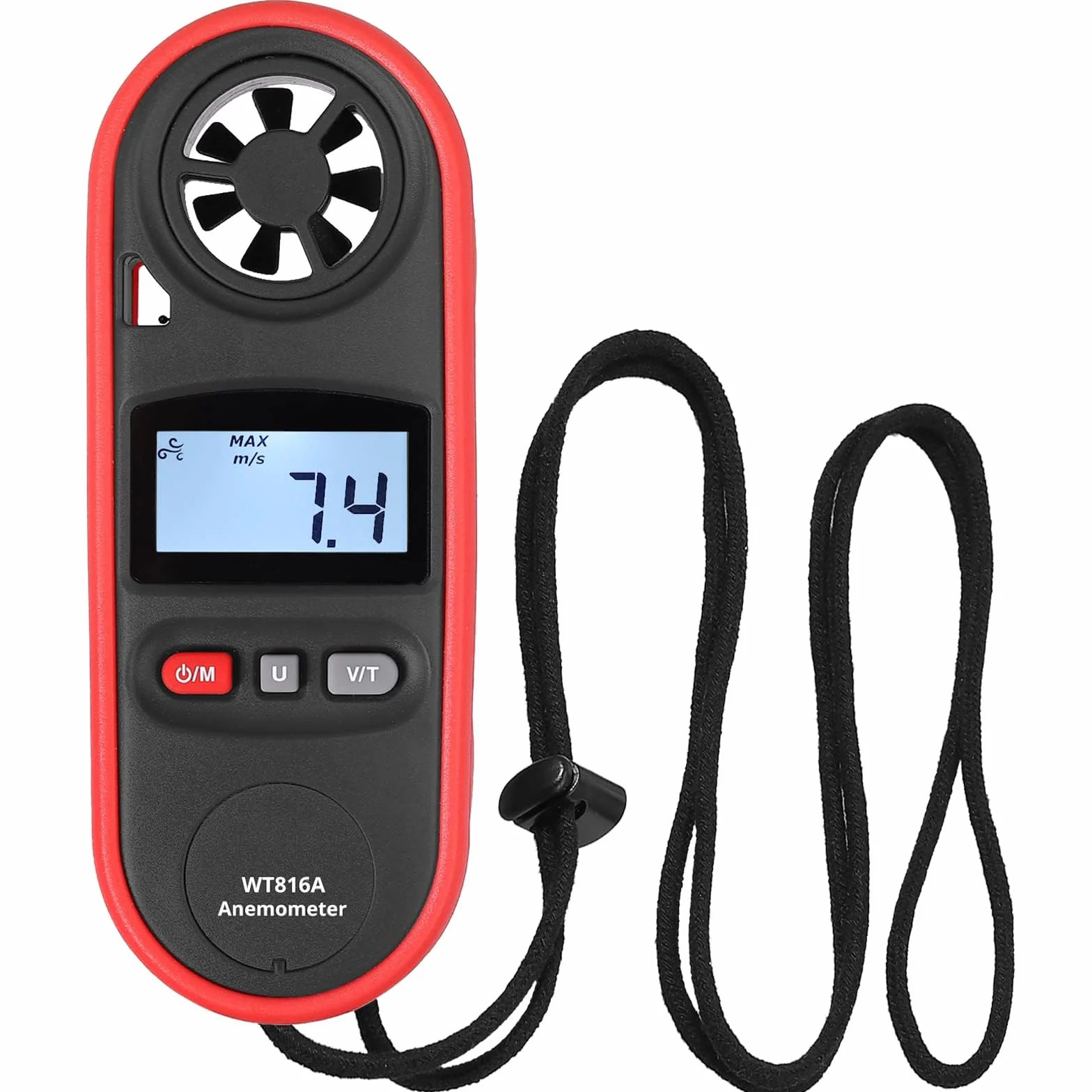 JUSTOOL Anémomètre Numérique Portable 3 Vitesses 6 Unités Écran LCD Étanche pour Sports Plein Air Météo Voile Pêche