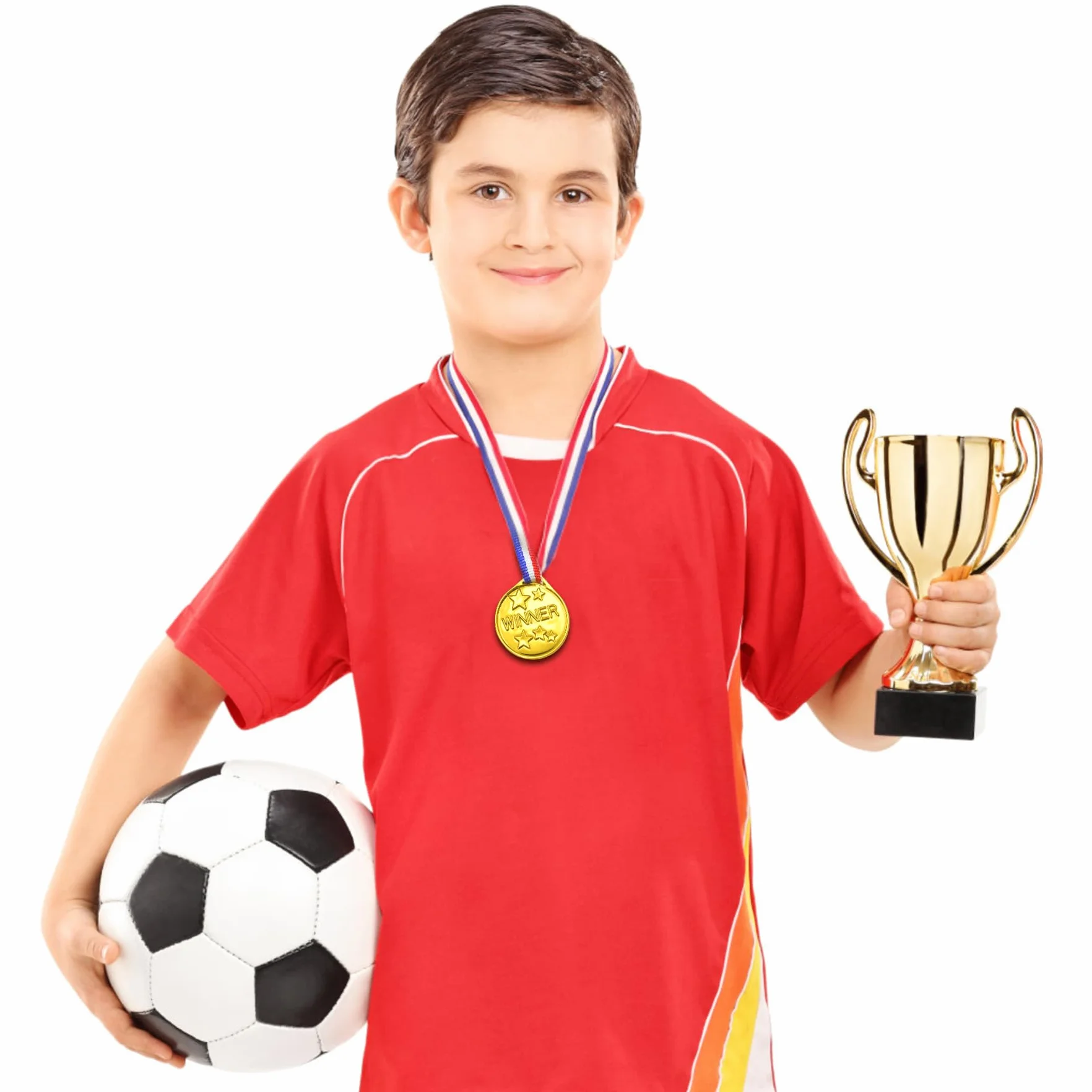 Brelet Medaille pour Enfant, 30 Pcs Médailles d'or Gagnant en Plastique avec Collier pour Compétition Sportive