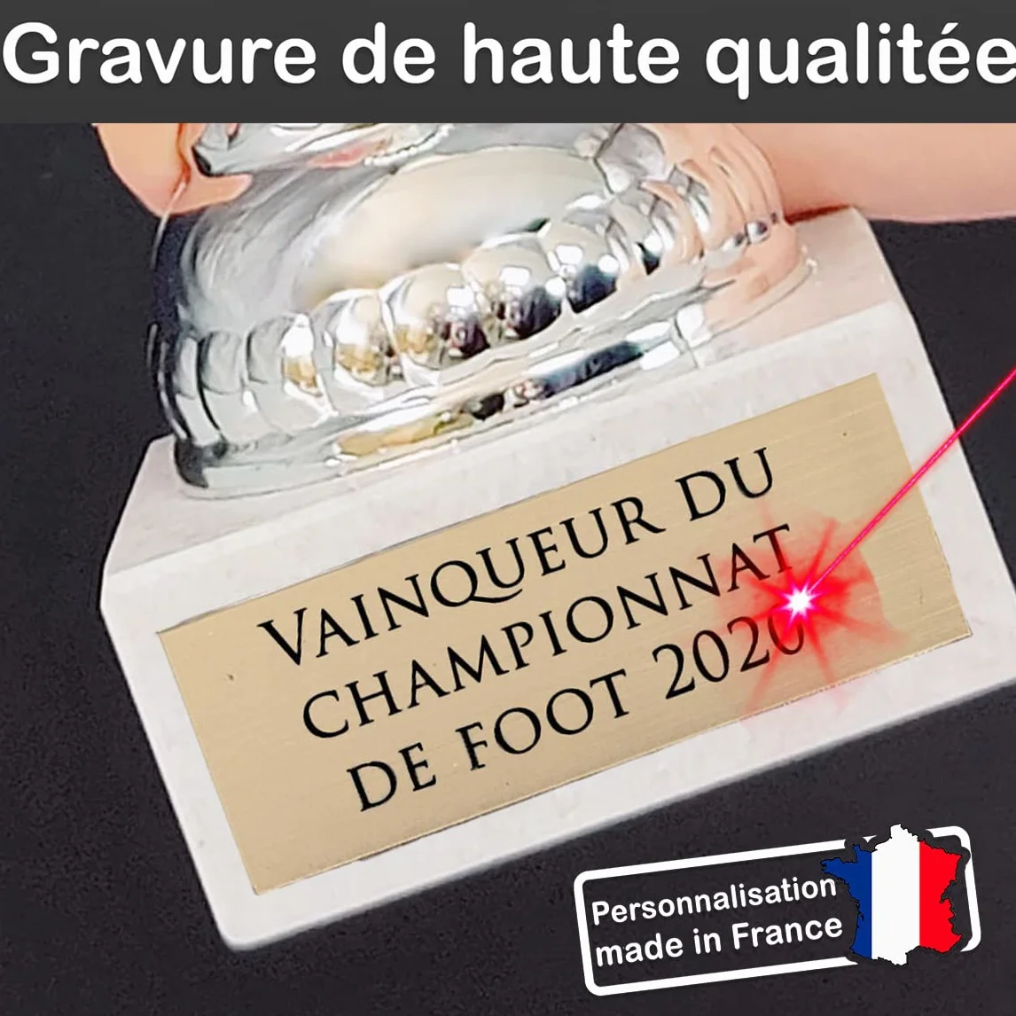 Trophée Personnalisable avec Gravure - Coupe Argentée et Dorée - Cadeau Fête des Pères, Noël, Retraite